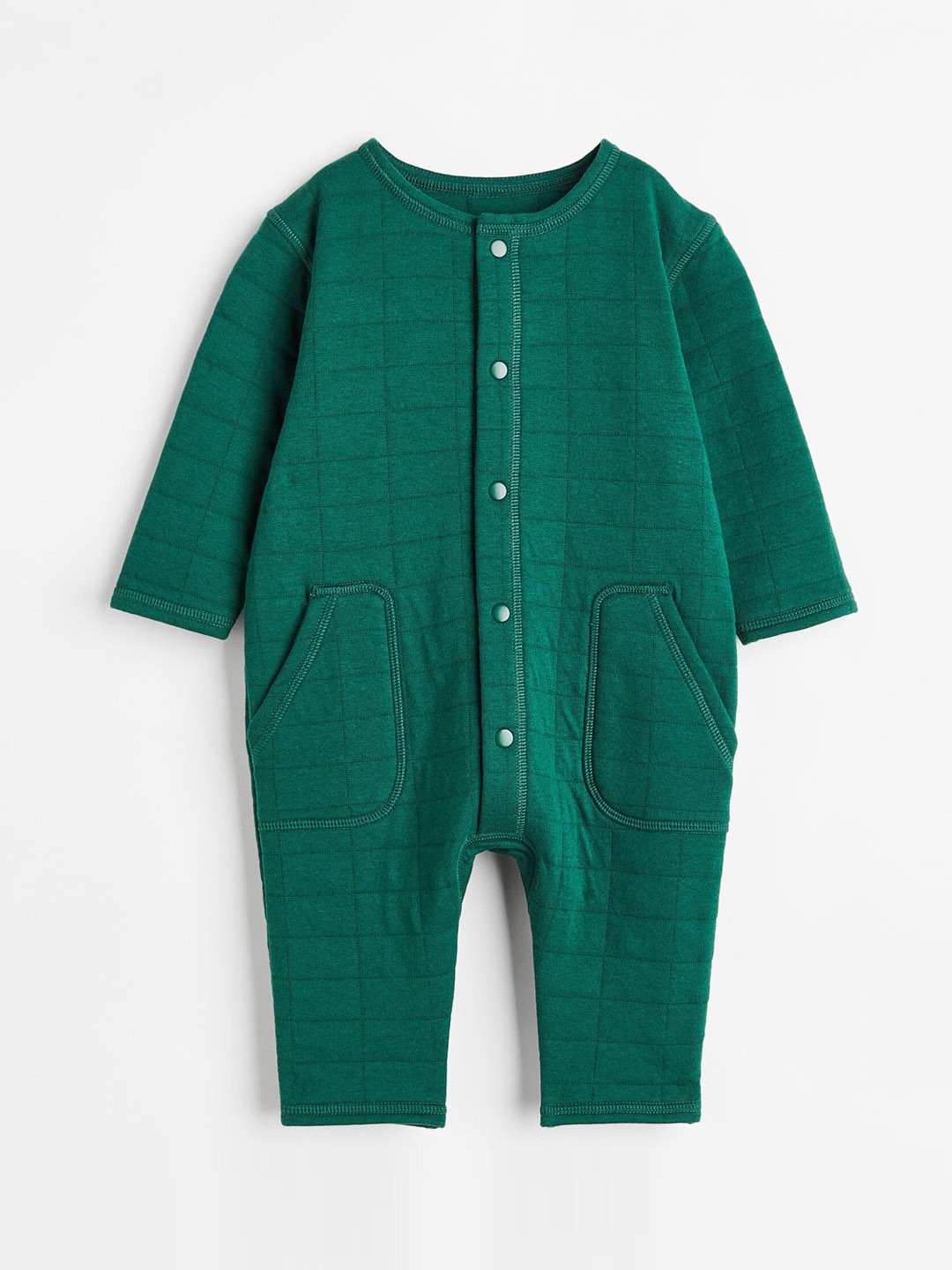 

H&M Boys Quilted Jersey Romper Suit, Green