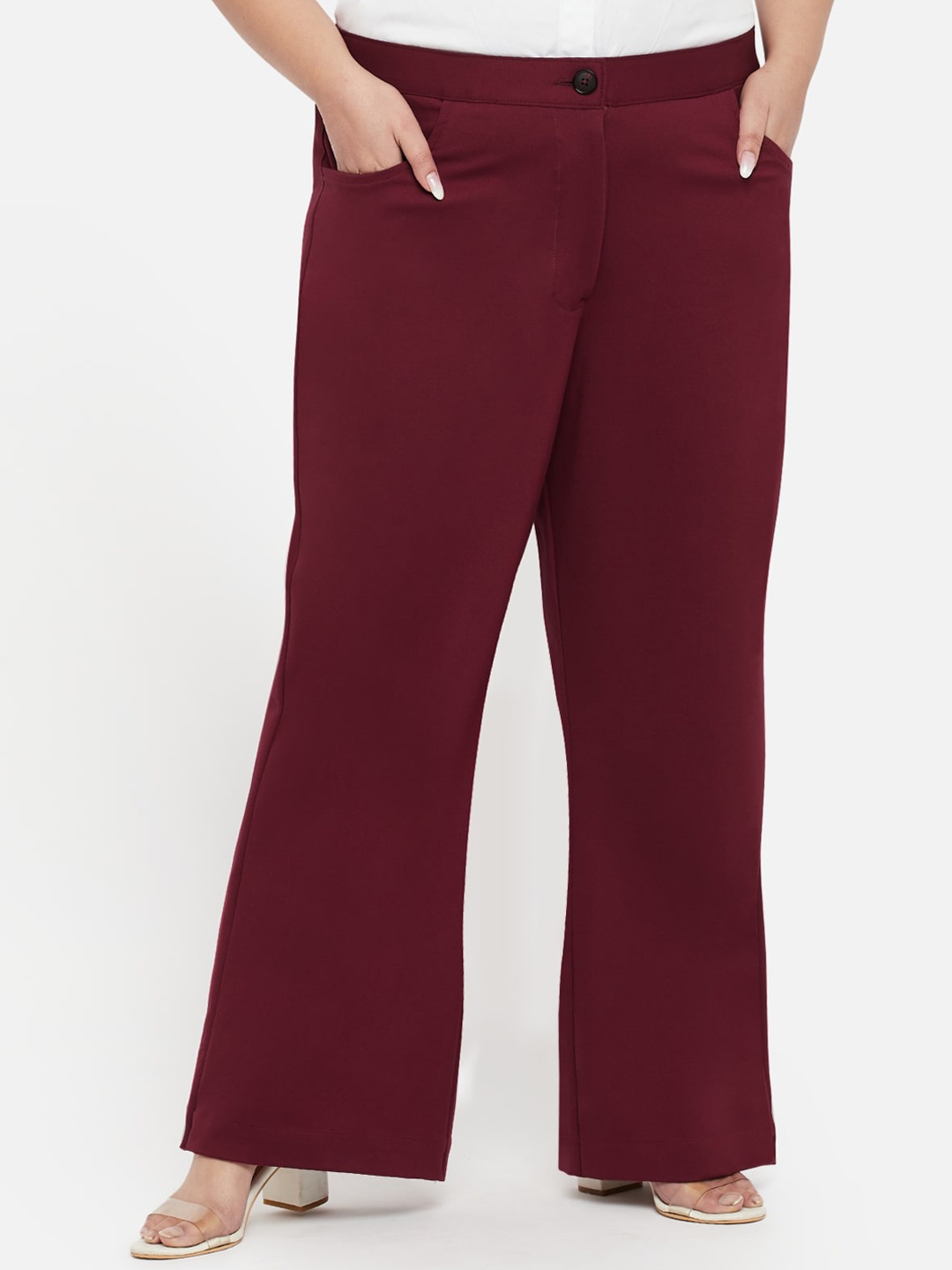 

wild U Women Plus Size Tailored Straight Fit Trouser, Maroon