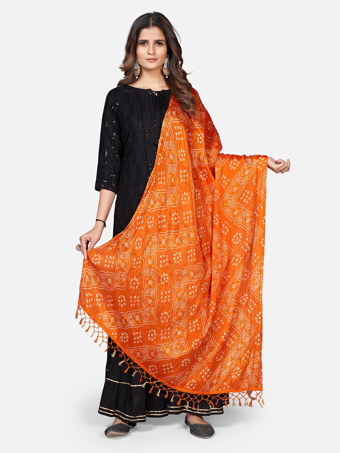 

Vbuyz Bandhani Printed Art Silk Dupatta, Orange
