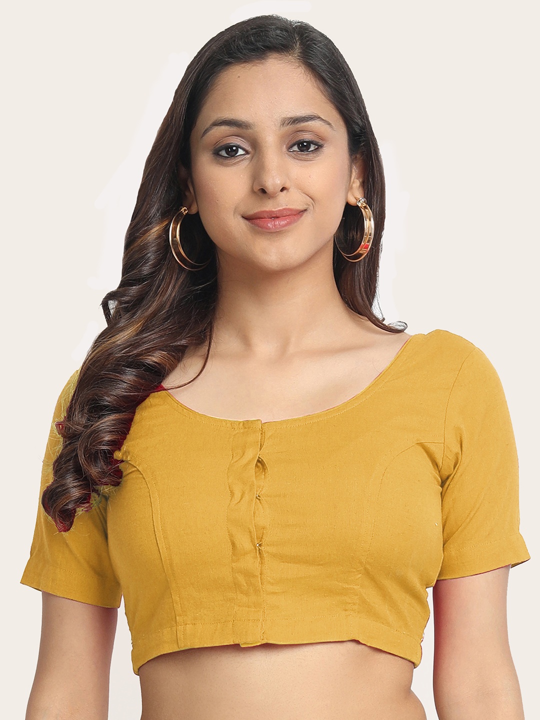 

Molcha Embroidered Cotton Saree Blouse, Yellow