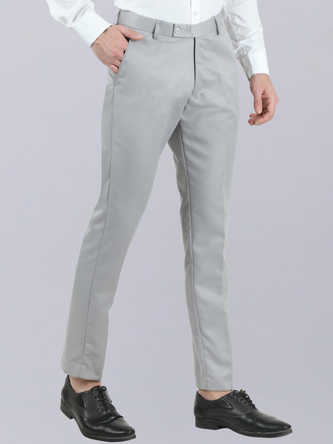 

VEI SASTRE Men Smart Slim Fit Trousers, Grey