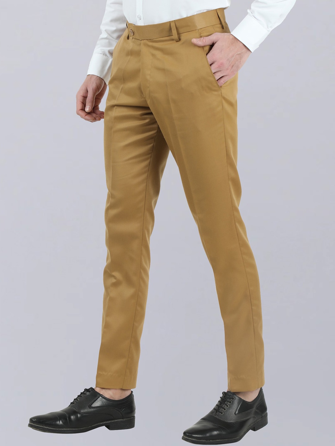 

VEI SASTRE Men Smart Slim Fit Chinos Trousers, Khaki