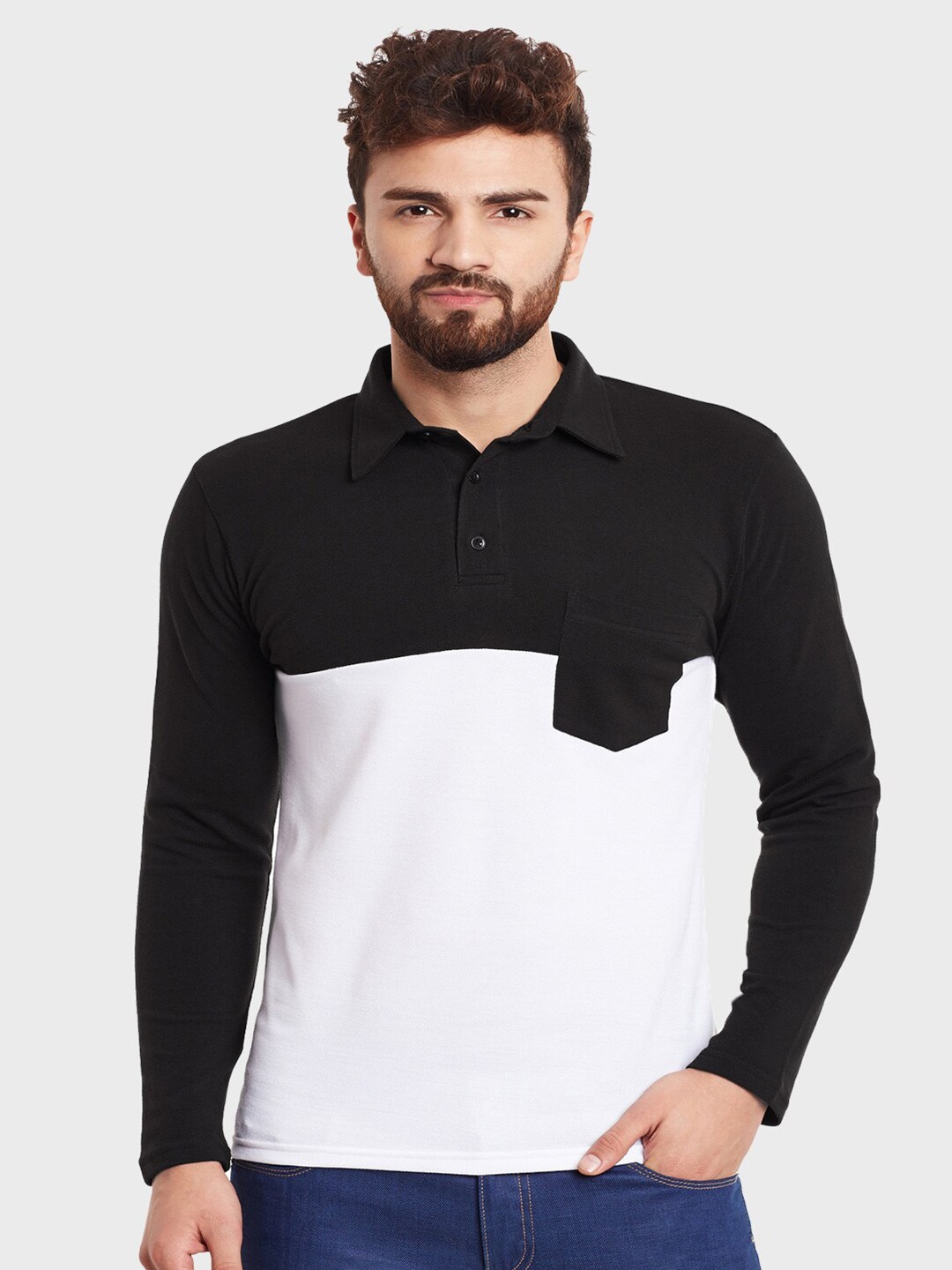 

Hypernation Men Colourblocked Polo Collar Cotton T-shirt, White