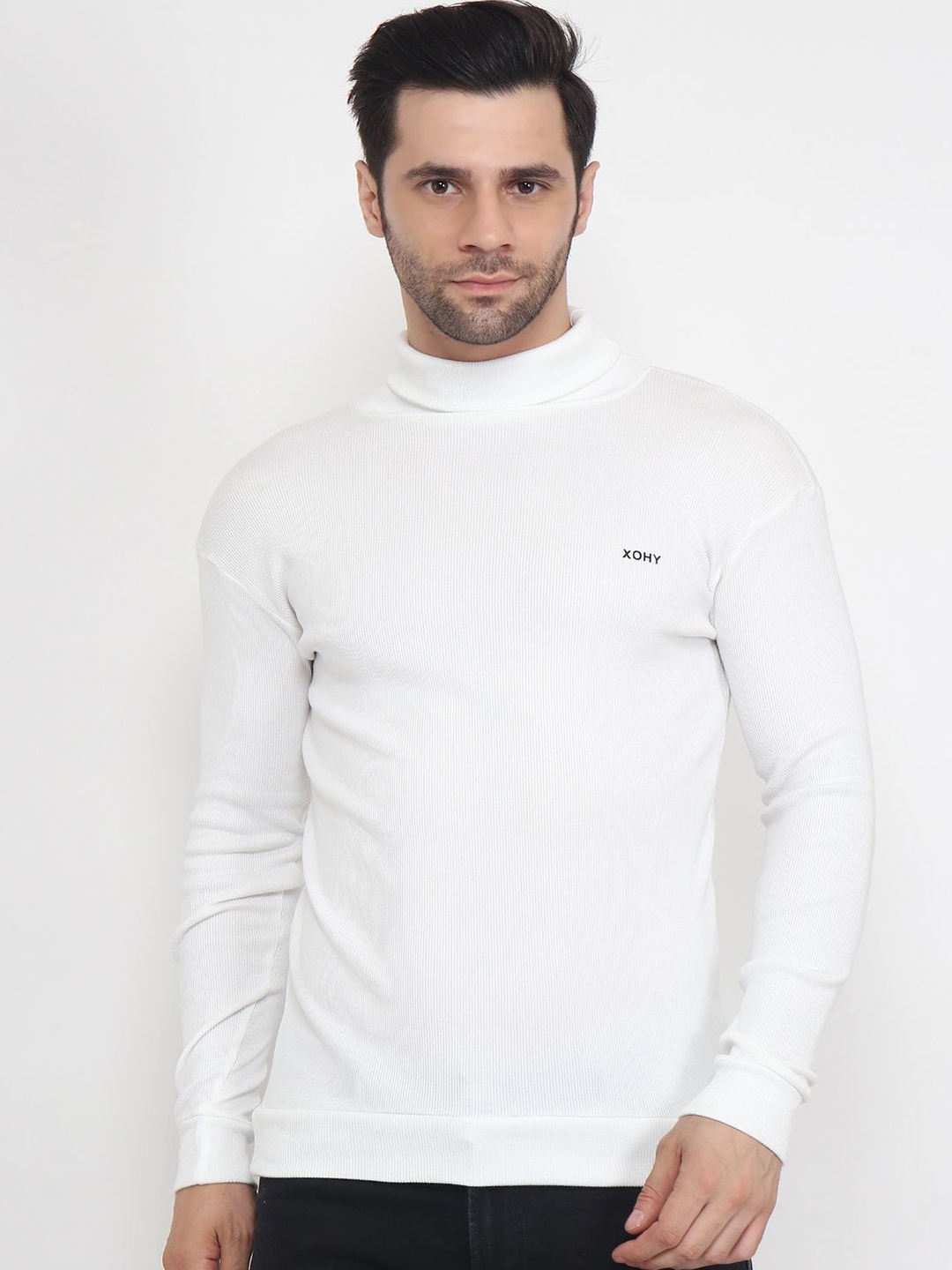 

Xohy Cotton Turtle Neck Pullover, White