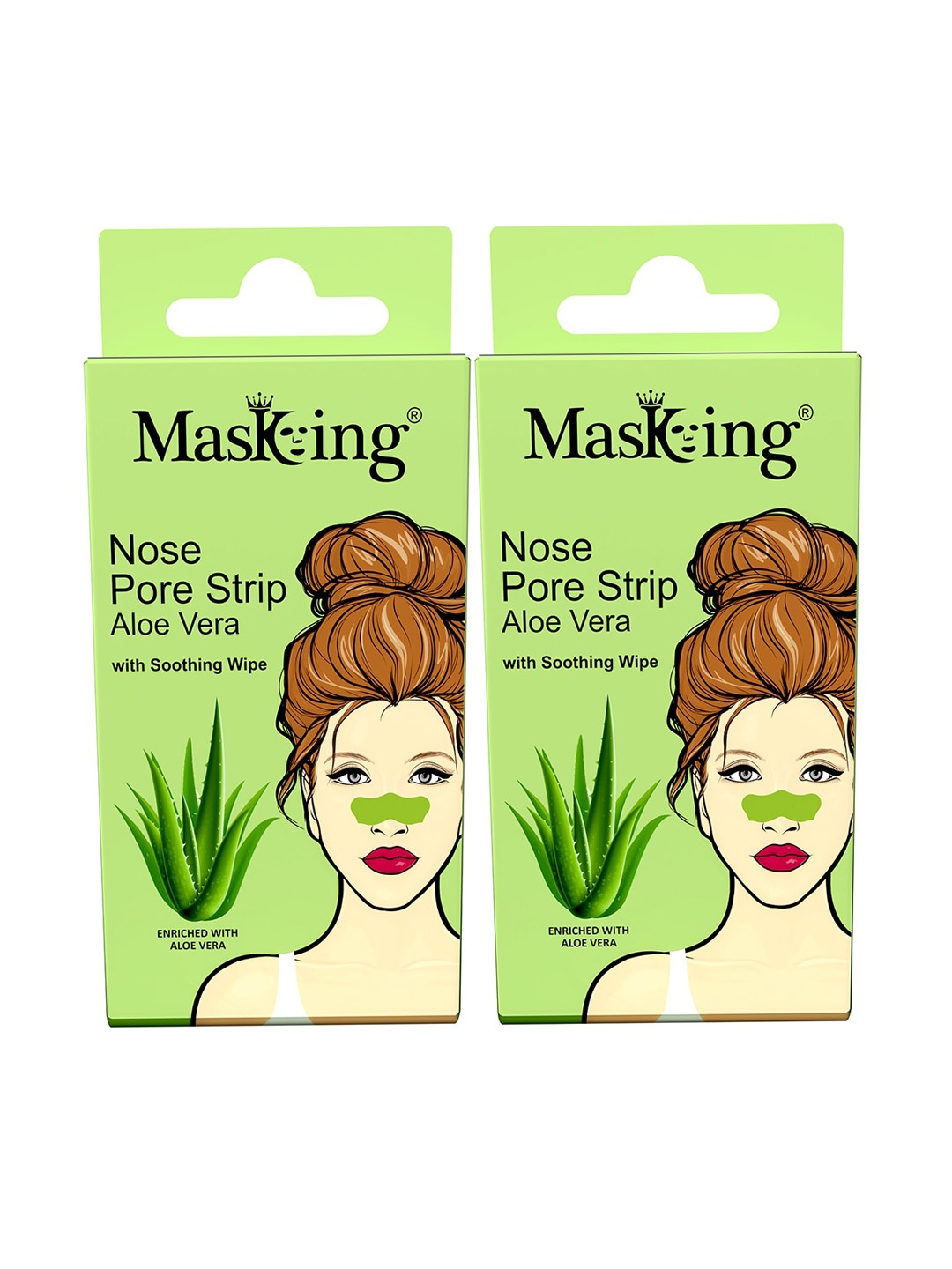 

MasKing Beauty Collection Set Of 2 Aloe Vera Nose Pore Strips-30gm Each, Green