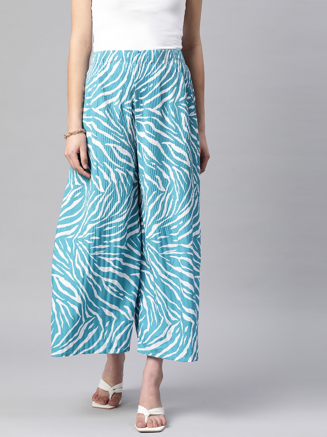 

plusS Women Printed Palazzos, Blue