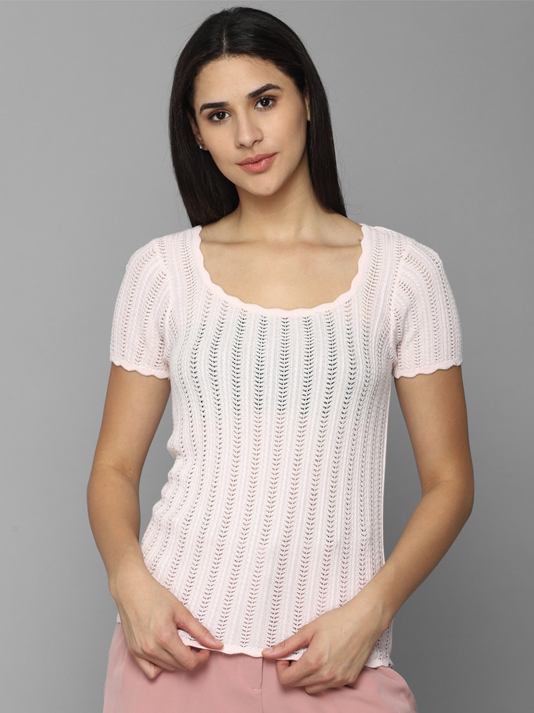 

Allen Solly Woman Self Design Crochet Top, Off white