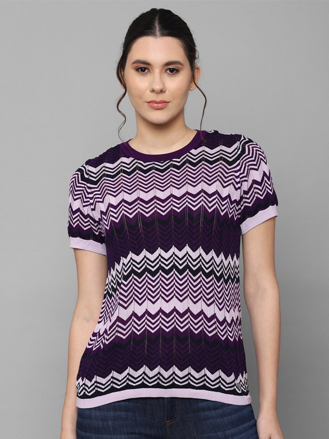 

Allen Solly Woman Printed T-shirt, Purple