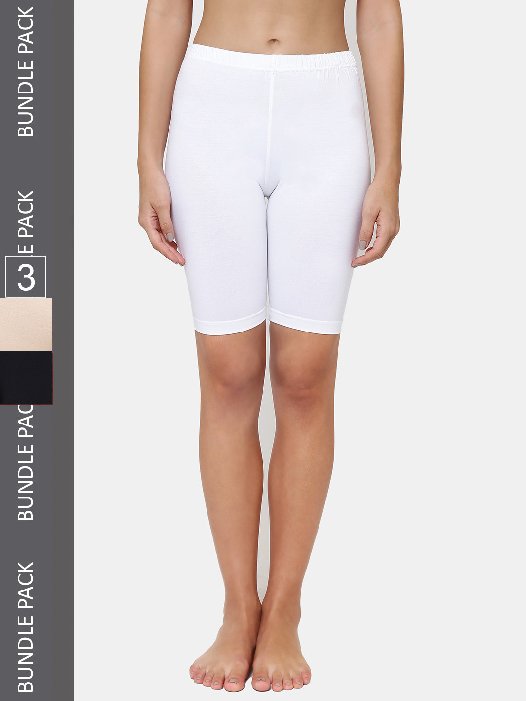 

Leading Lady Women Cotton Pack Of 3 Lounge Shorts, White