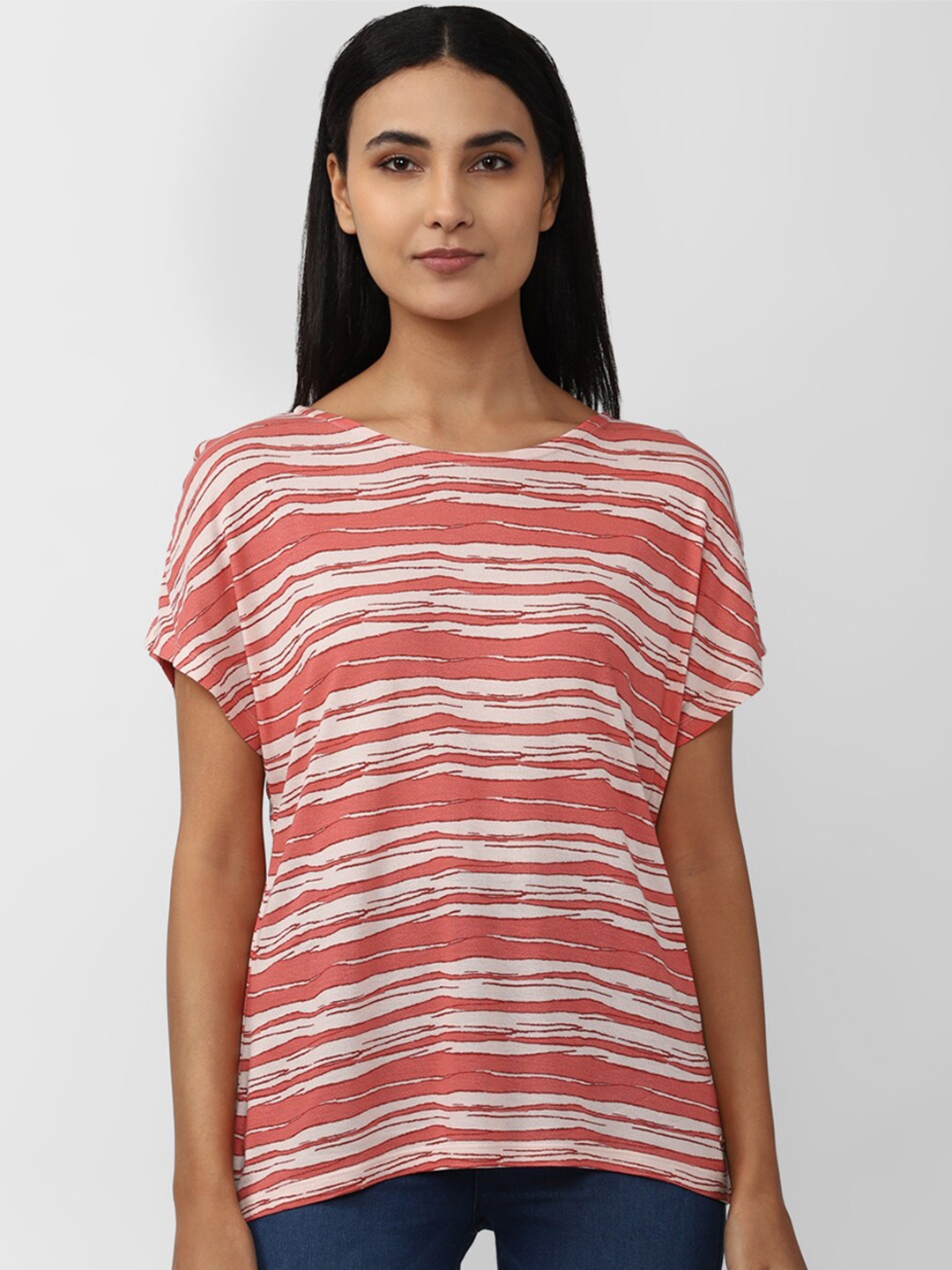 

Van Heusen Woman Striped Extended Sleeves Top, Pink