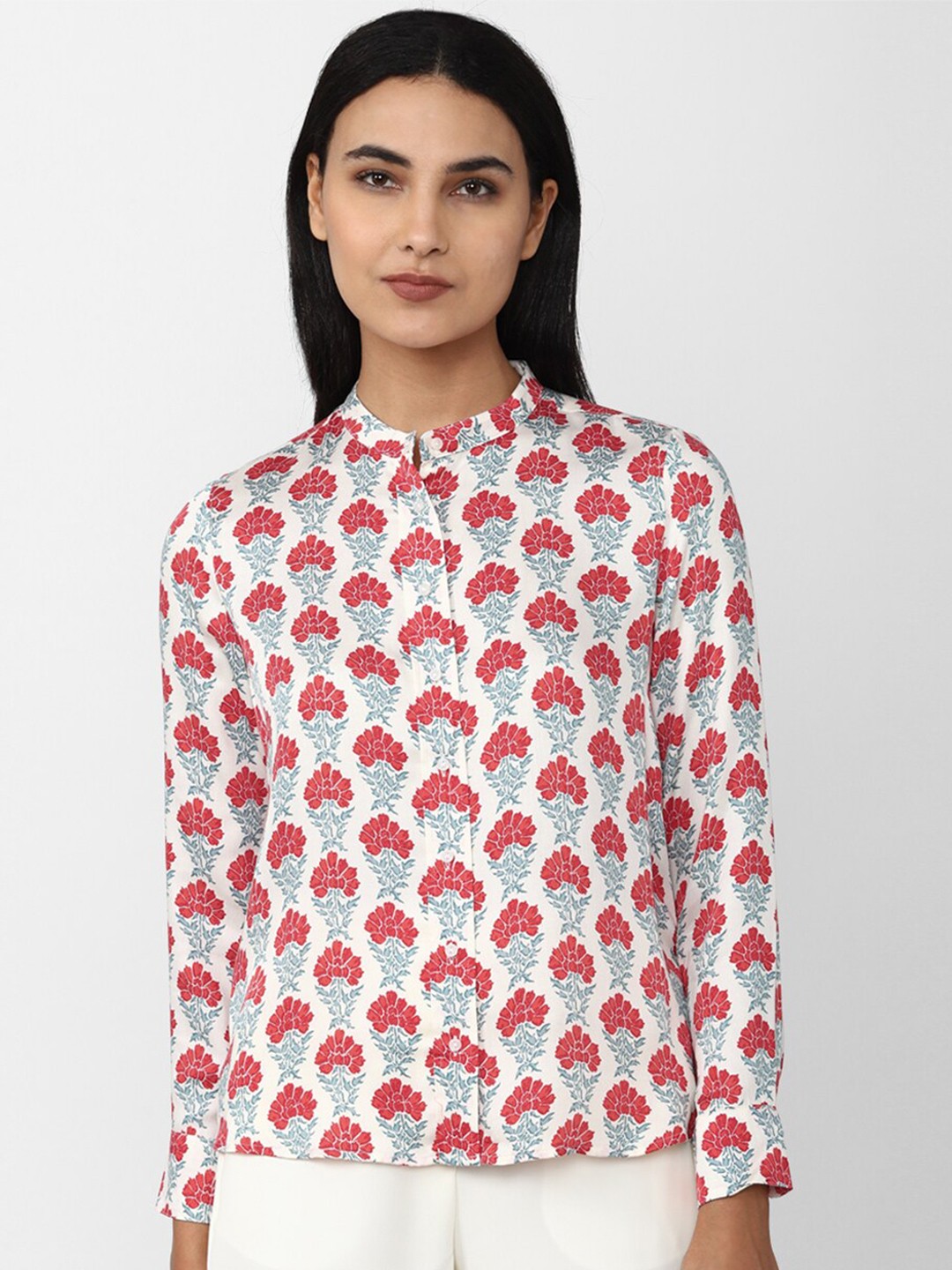 

Van Heusen Woman Floral Printed Formal Shirt, Off white