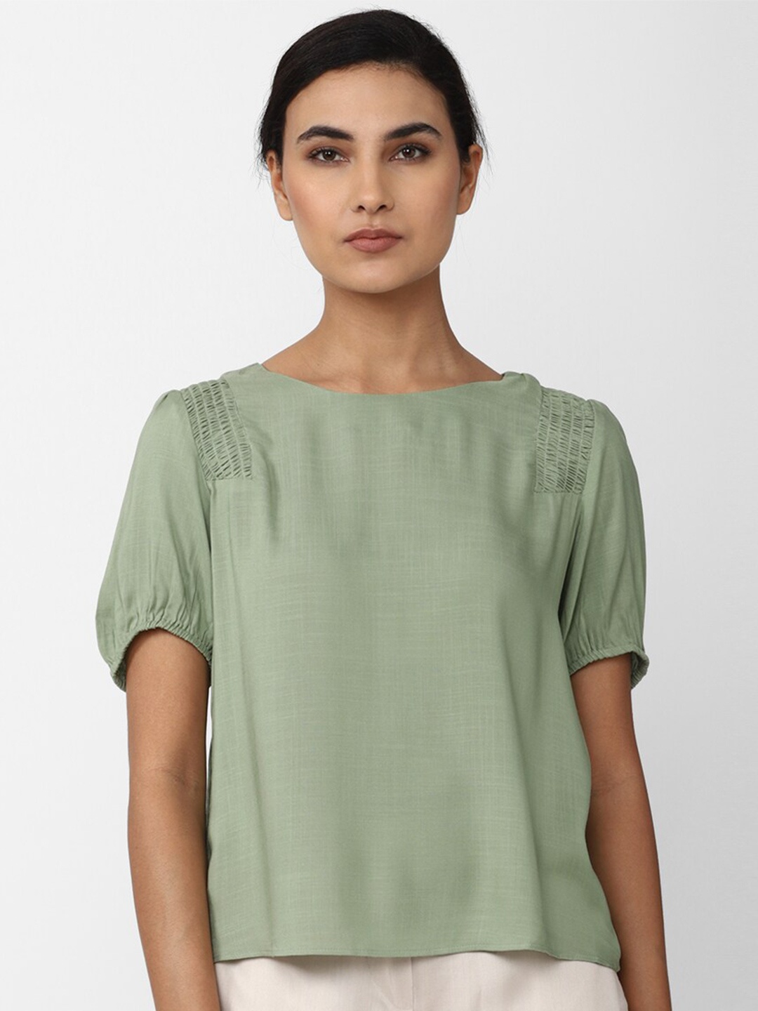 

Van Heusen Woman Smocked Top, Sea green