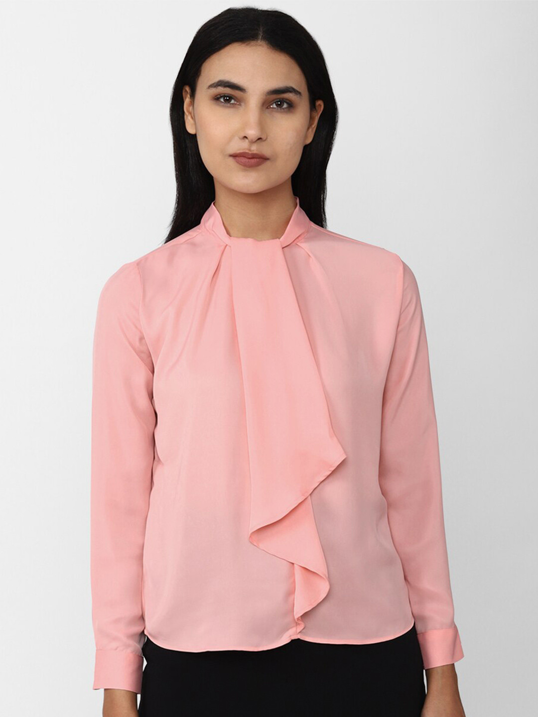 

Van Heusen Woman Cuffed Sleeve Ruffles Top, Pink