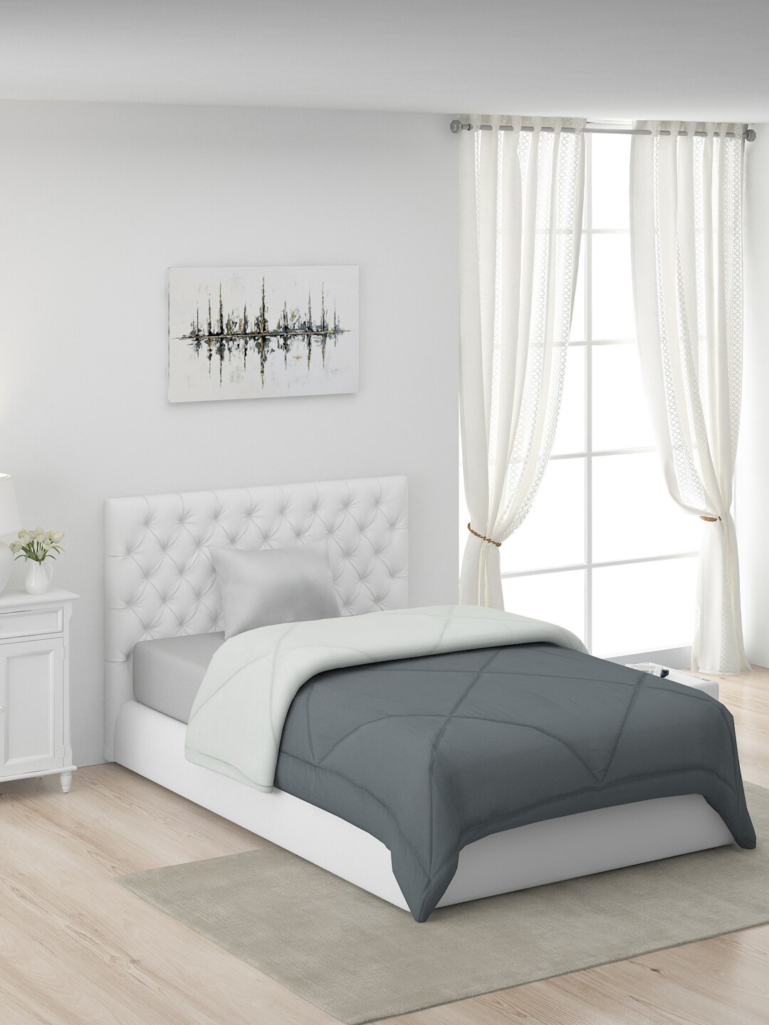 

Monte Carlo Amanda Grey & White Microfiber Mild Winter 210 GSM Single Bed Comforter