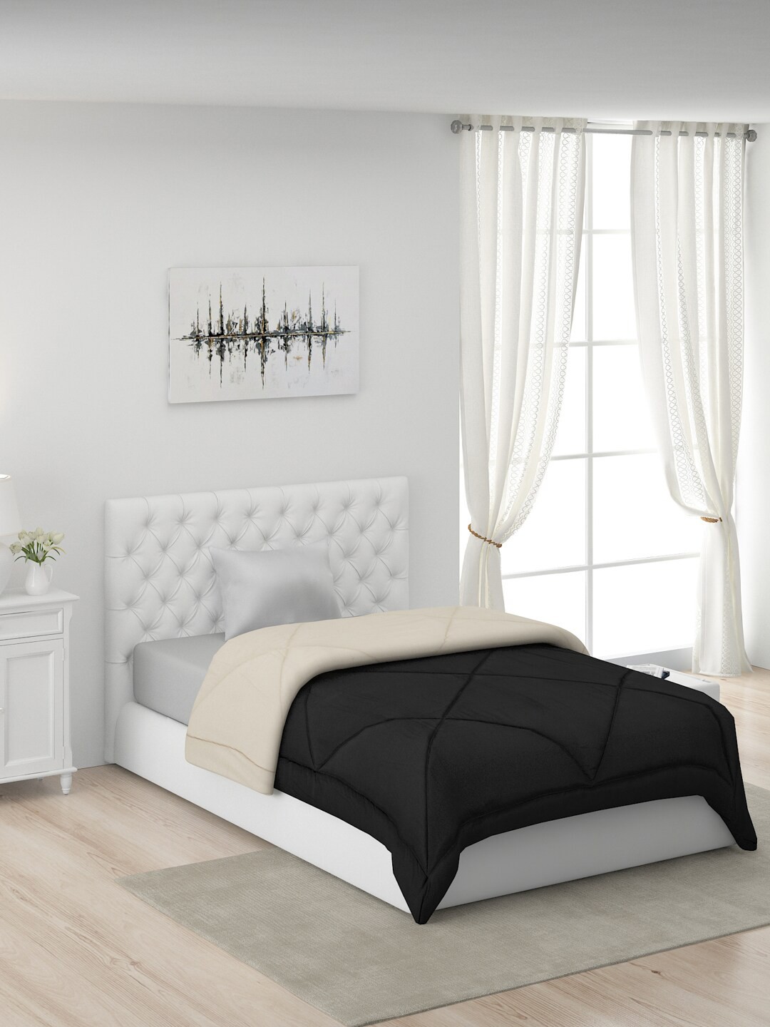 

Monte Carlo Amanda Beige & Black Microfiber Mild Winter 210 GSM Single Bed Comforter