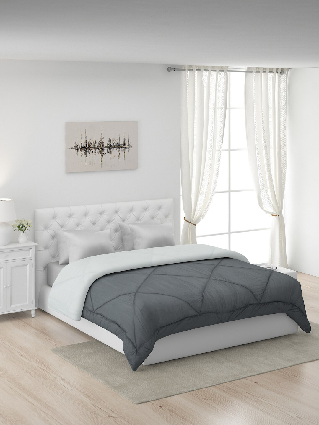 

Monte Carlo Addison Grey & White Microfiber Mild Winter 210 GSM Double Bed Comforter