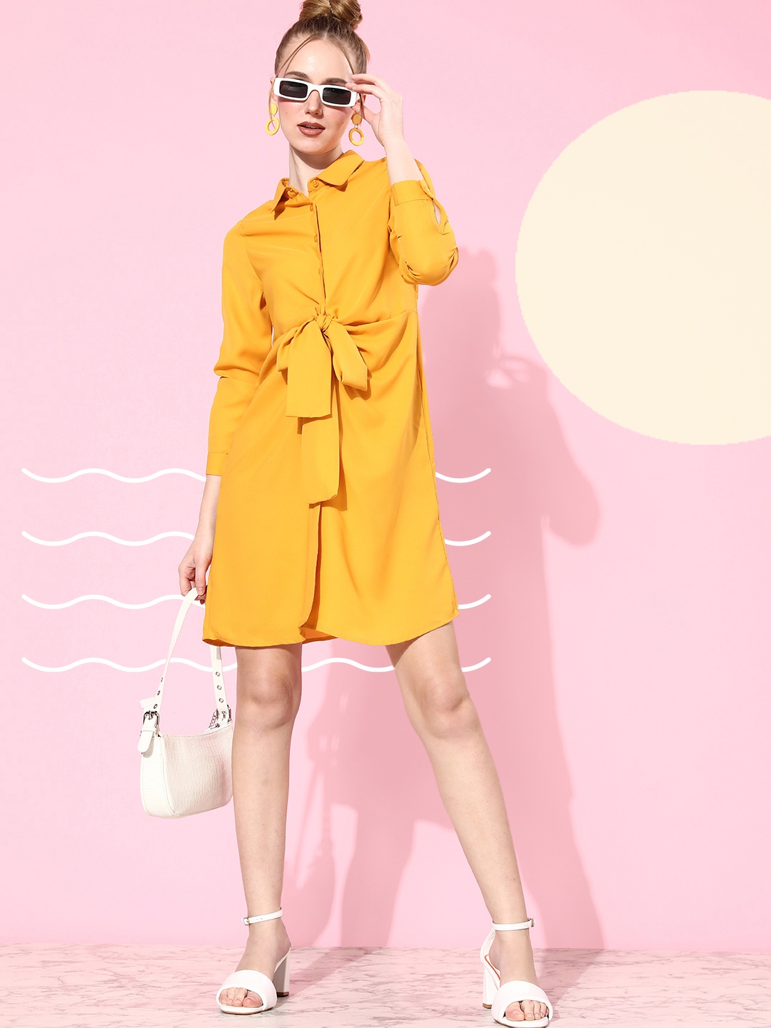 

Mast & Harbour Bright Yellow 90's Hollaback Twisted Thoughts Shirt Dress
