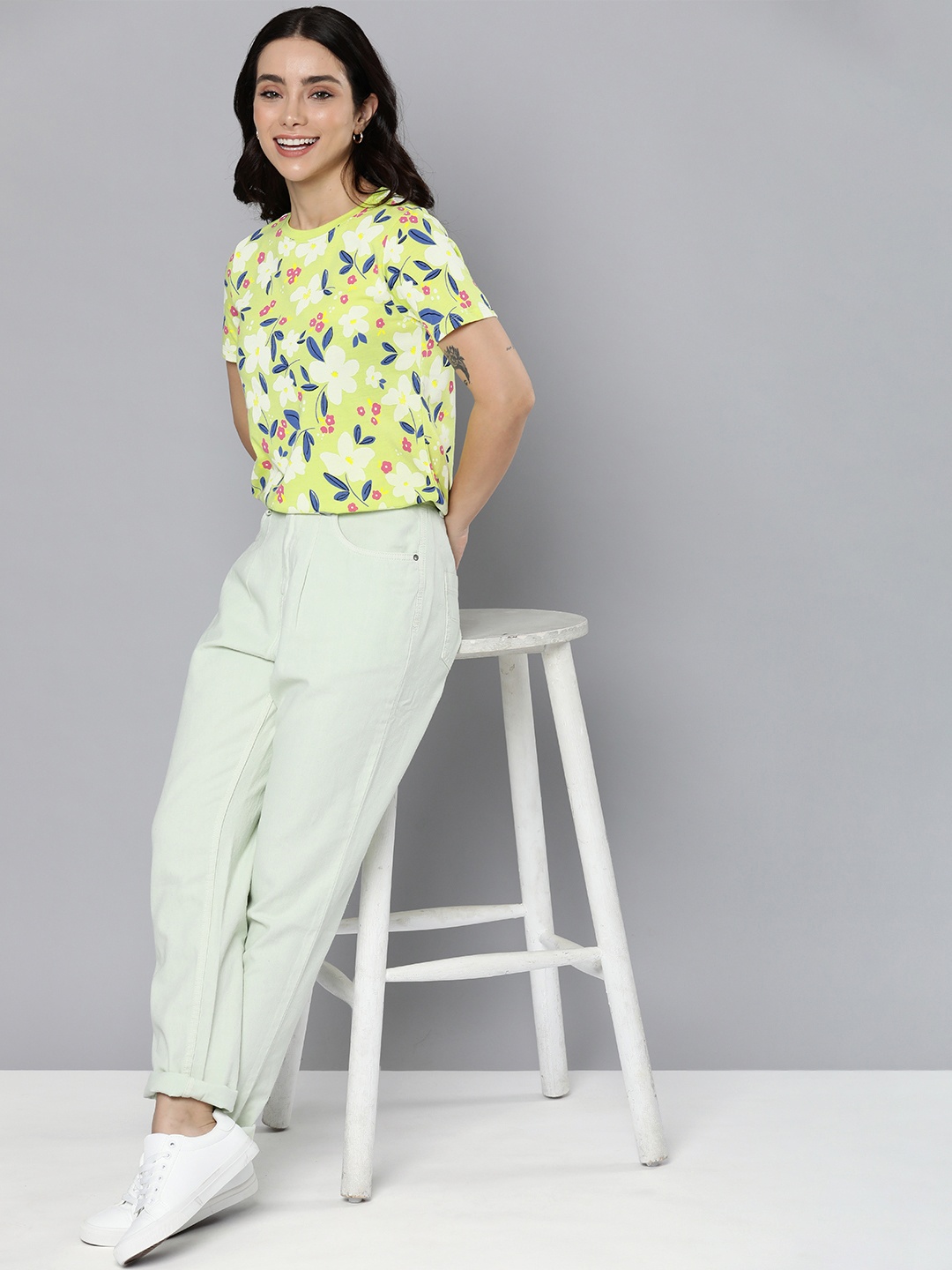 

Mast & Harbour Floral Printed T-shirt, Green