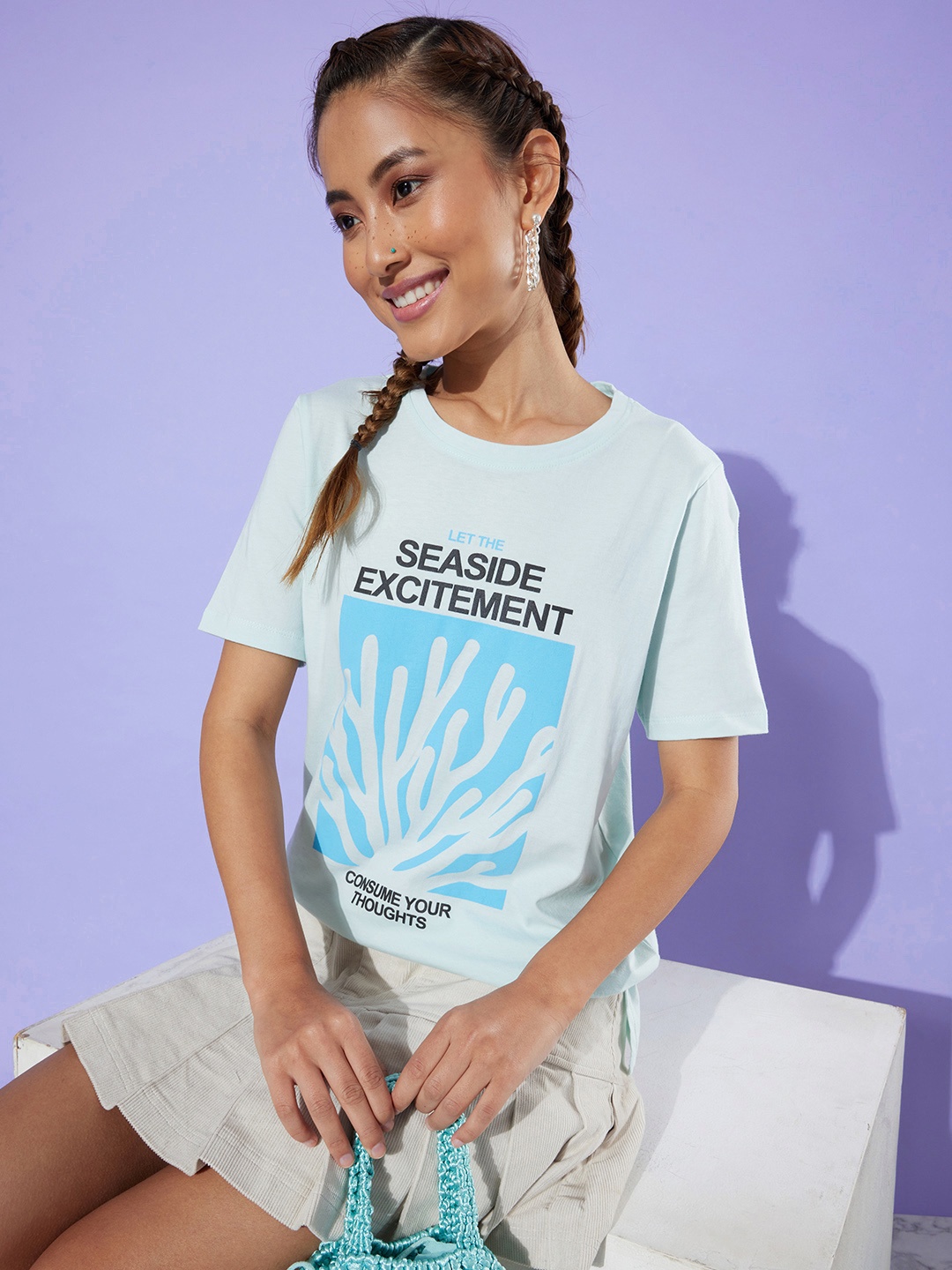 

Mast & Harbour Women Printed Pure Cotton T-shirt, Green