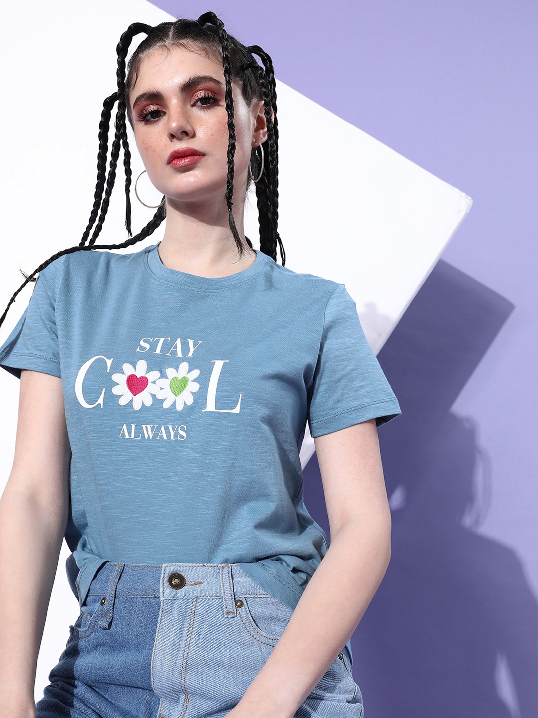 

Mast & Harbour Sky Blue Poster Graphics Printed Pure Cotton T-shirt