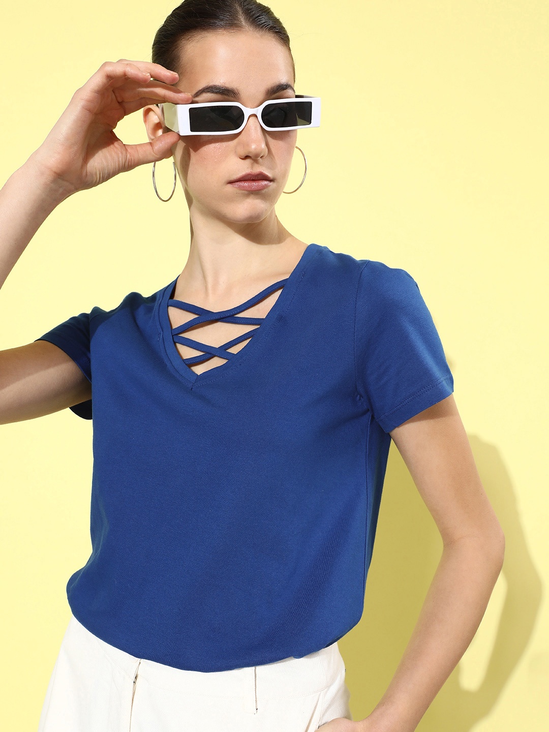 

Mast & Harbour Ocean Blue Neck it is ! Pure Cotton T-shirt
