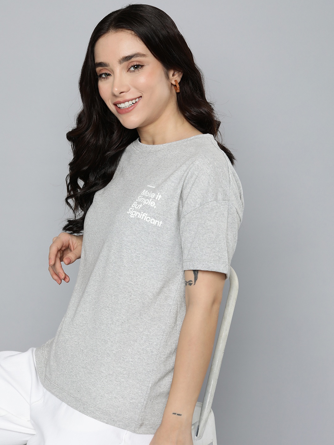 

M&H Our Water Typography Printed T-shirt, Grey melange