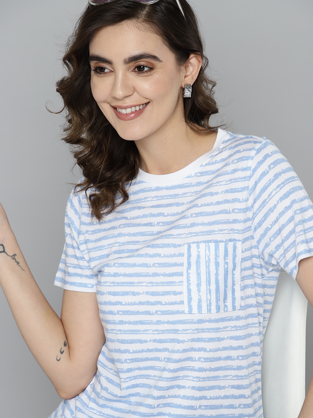 

Mast & Harbour Striped Pocket Detail T-shirt, White