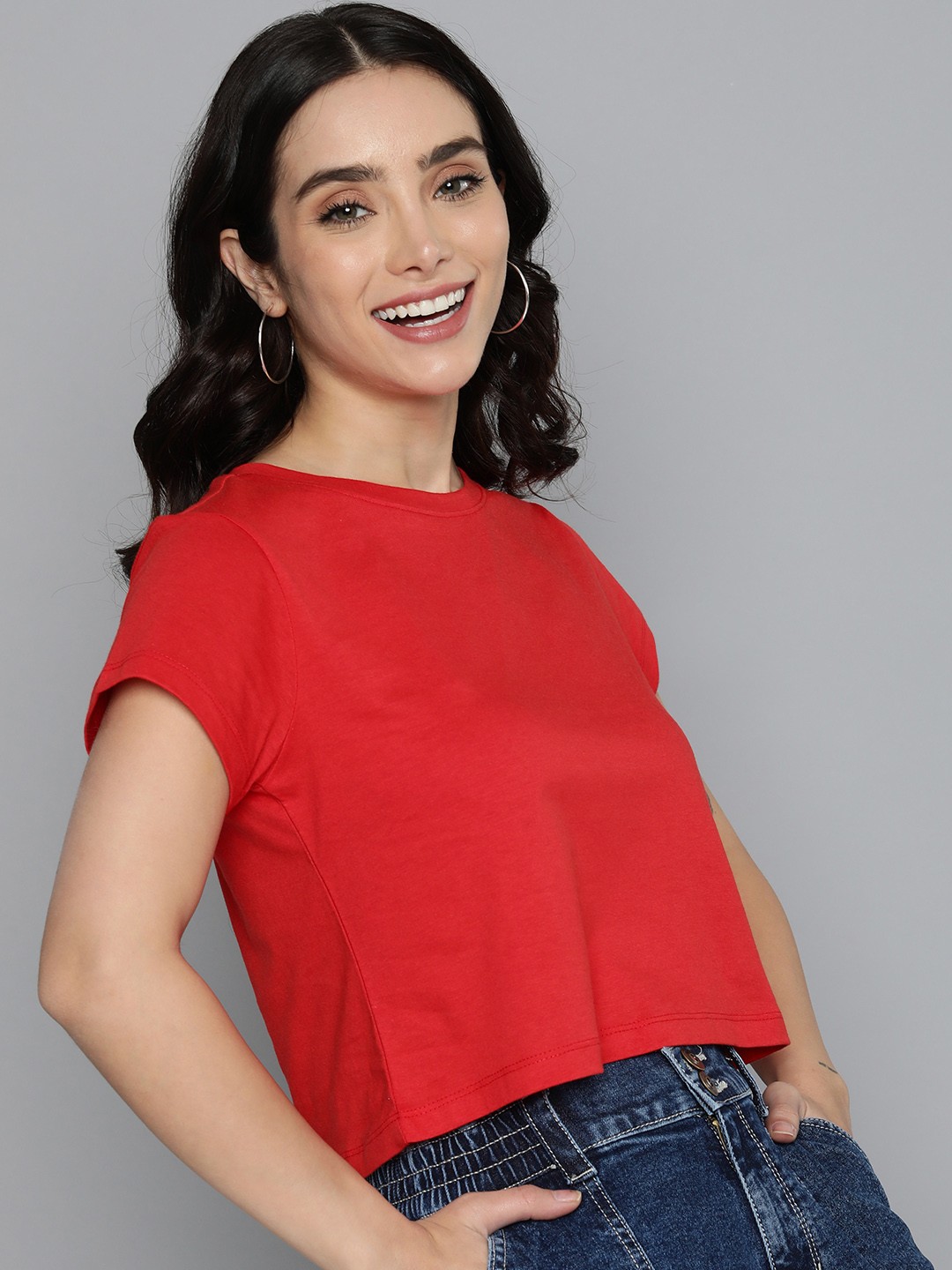 

Mast & Harbour Boxy Crop T-shirt, Red