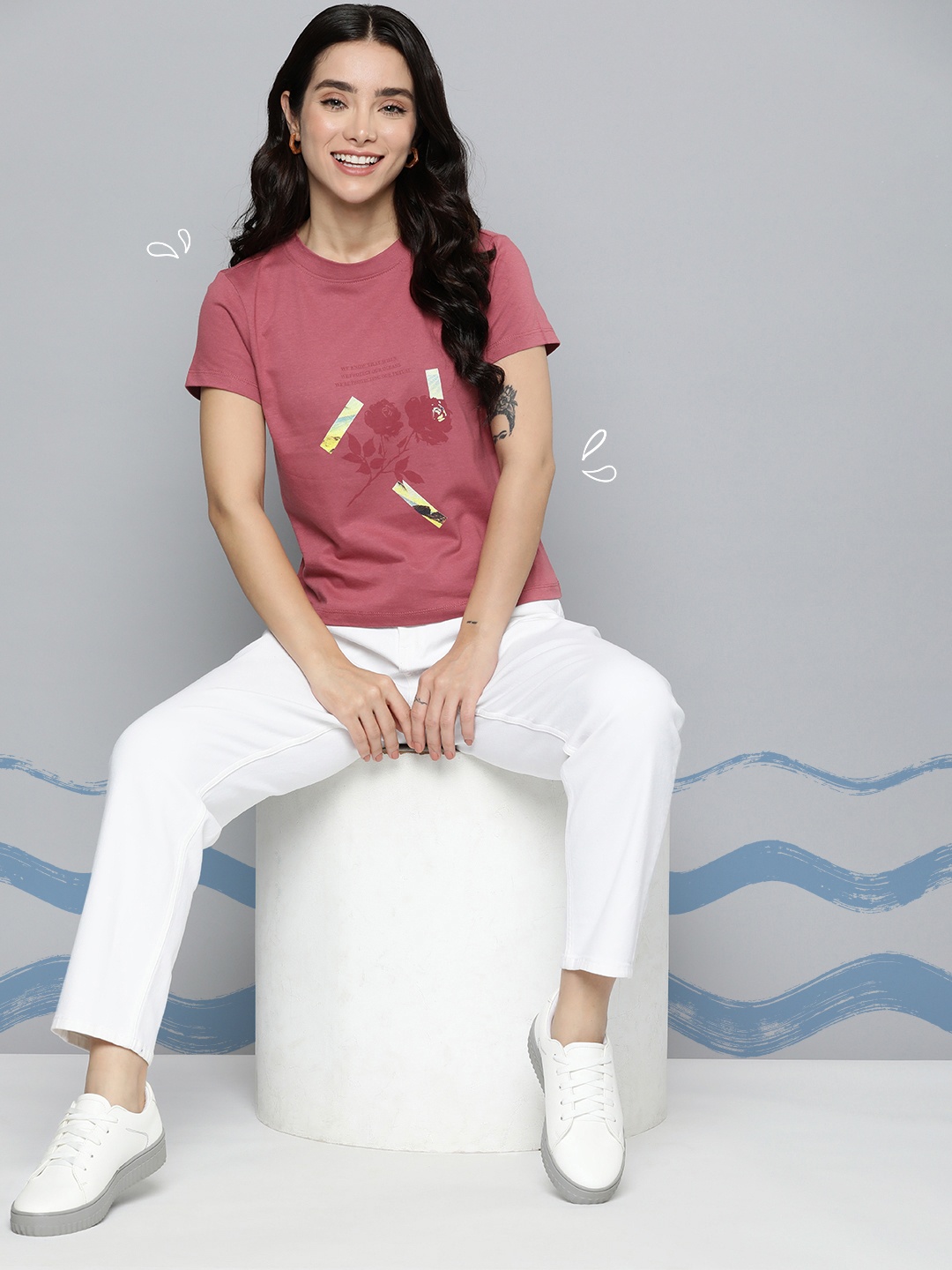 

M&H Our Water Floral Printed T-shirt, Rose