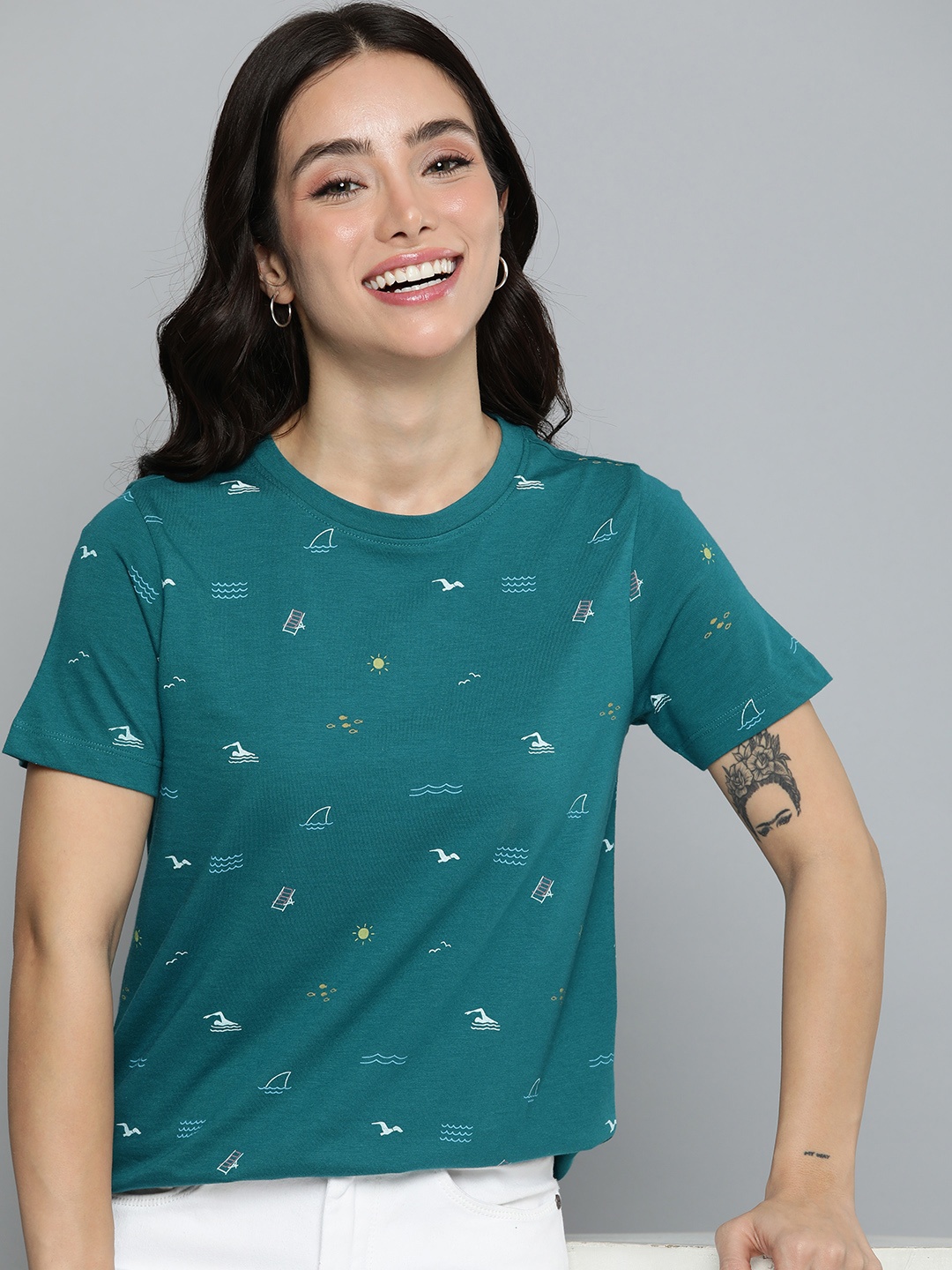 

Mast & Harbour Nautical Printed T-shirt, Teal