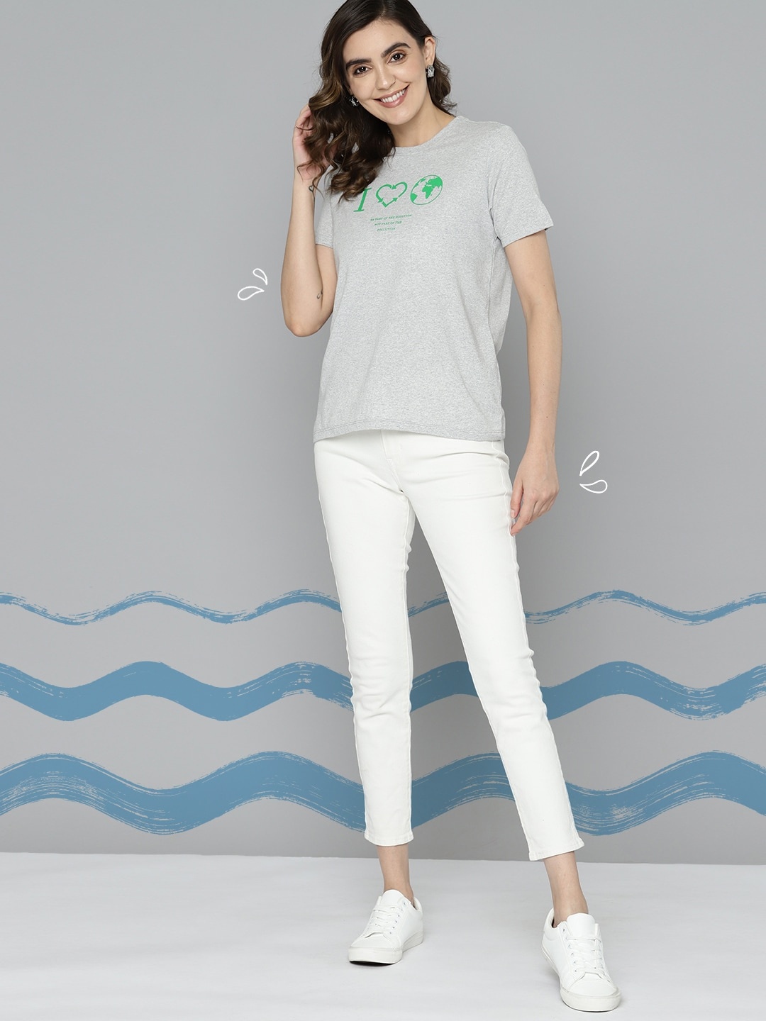 

M&H Our Water Typography Printed Sustainable T-shirt, Grey melange
