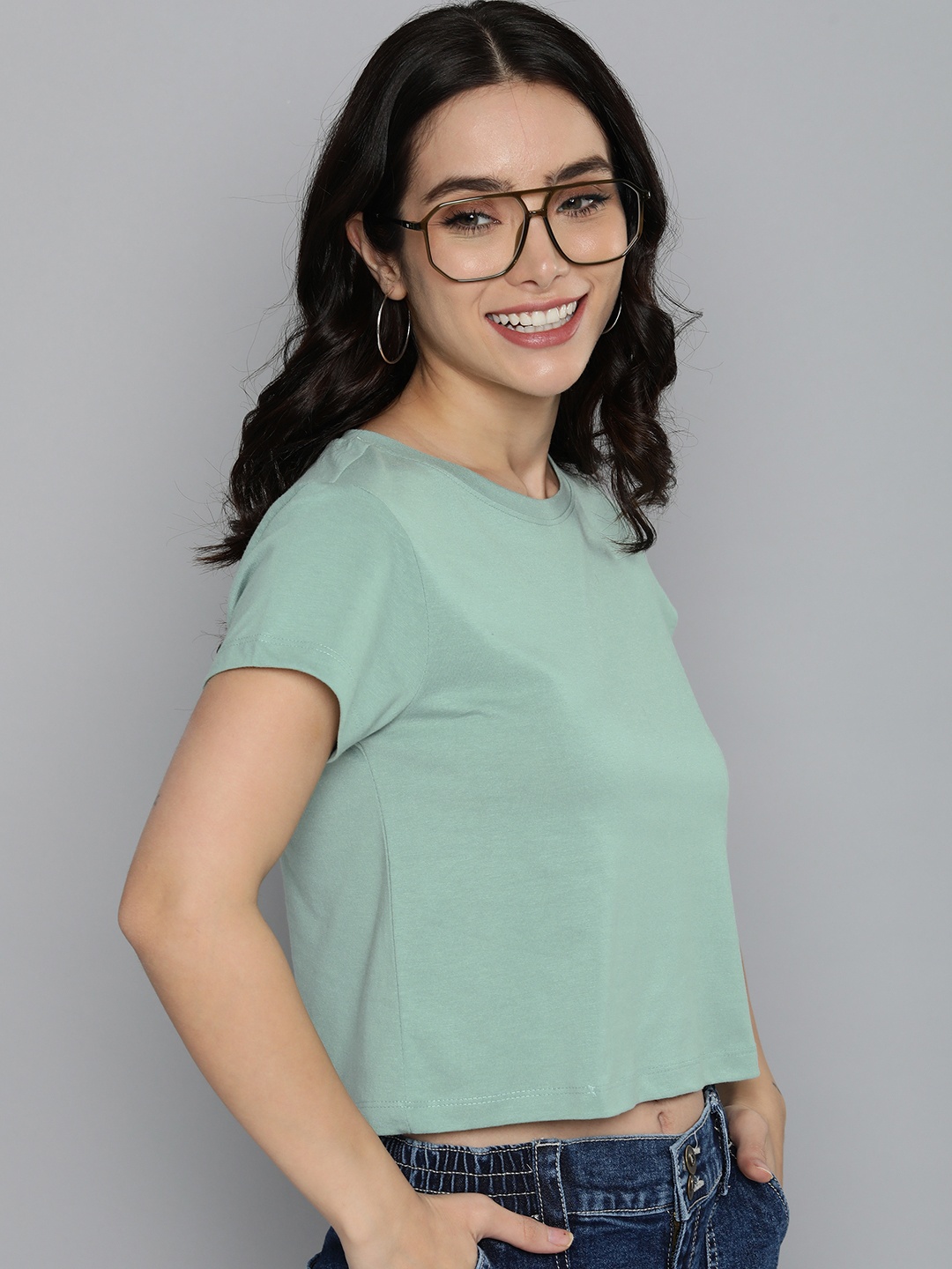

Mast & Harbour Boxy Crop T-shirt, Green