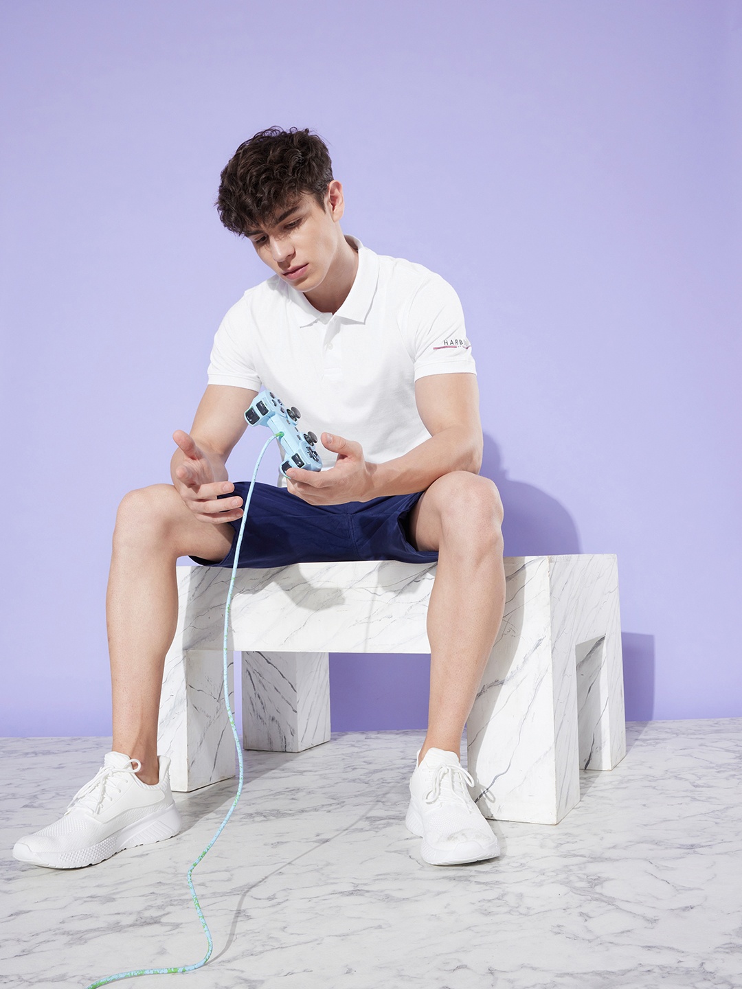 

Mast & Harbour Men Solid Pure Cotton Polo Collar T-shirt, White