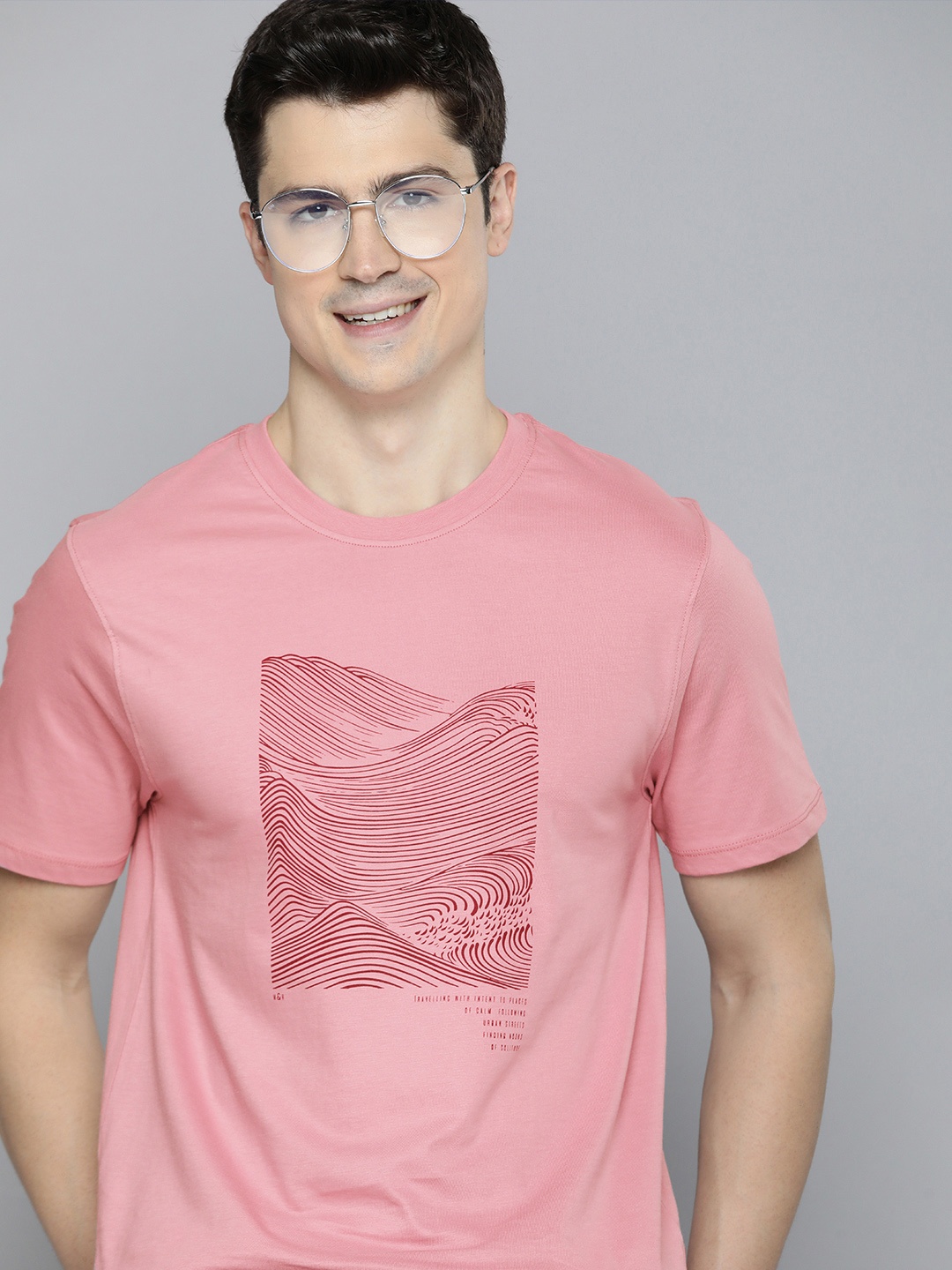 

Mast & Harbour Graphic Printed Pure Cotton T-shirt, Pink