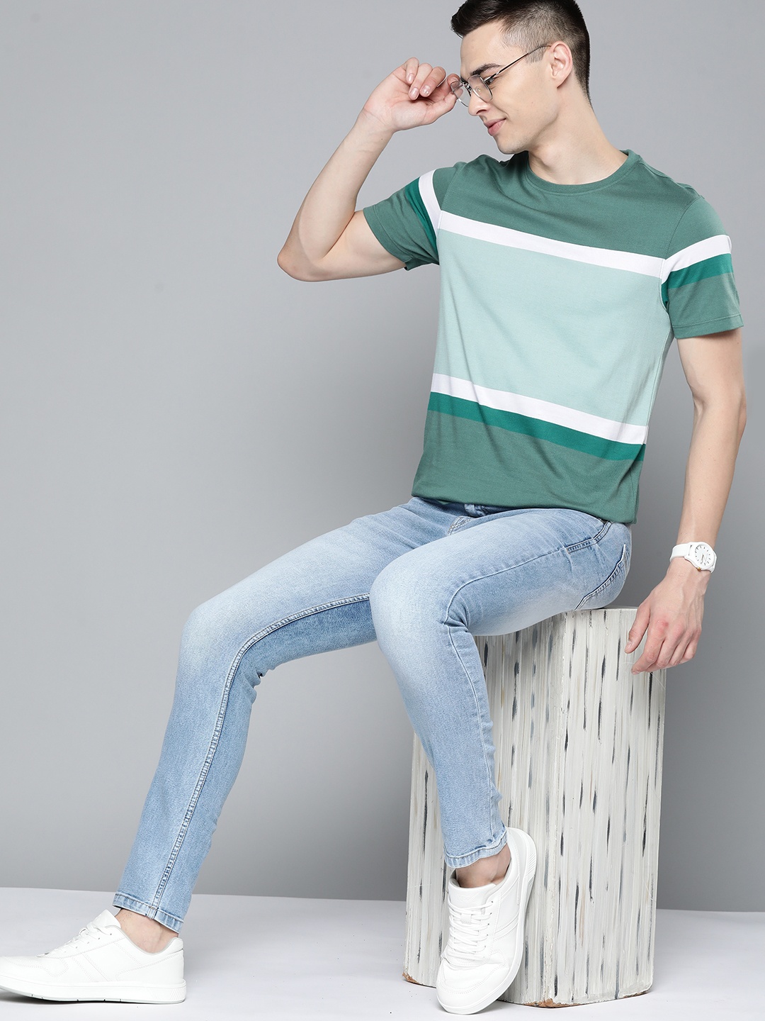 

Mast & Harbour Striped T-shirt, Green