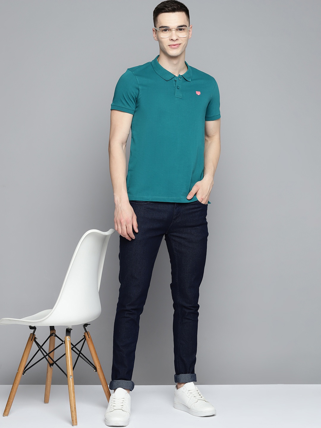 

Mast & Harbour Polo Collar Pure Cotton T-shirt, Teal