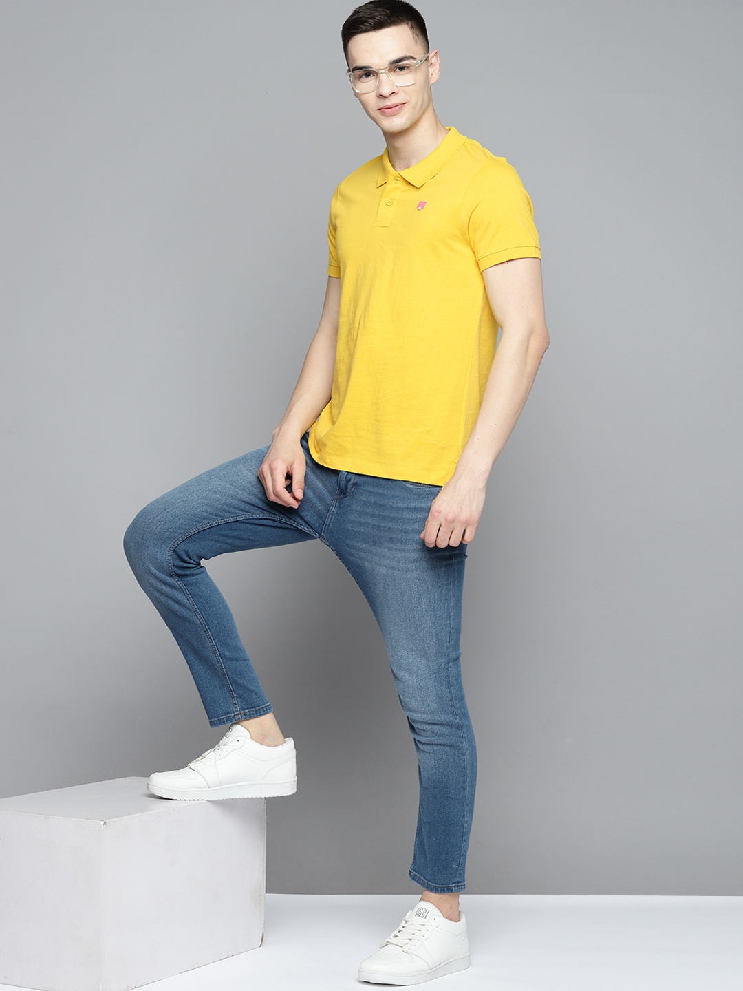 

Mast & Harbour Polo Collar Pure Cotton T-shirt, Yellow
