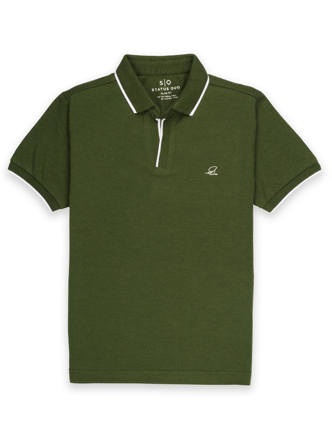 

Status Quo Boys Polo Collar Cotton T-shirt, Olive