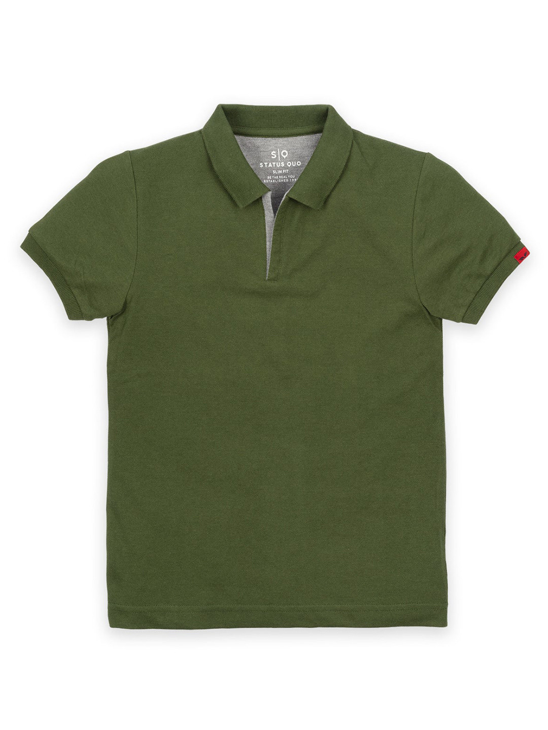 

Status Quo Boys Polo Collar Cotton T-shirt, Olive