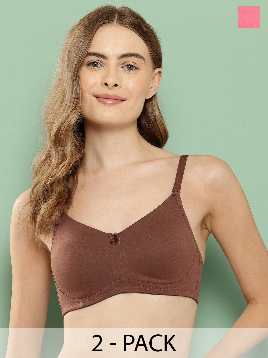 

Leading Lady Set Of 2 Cotton Bra, Brown