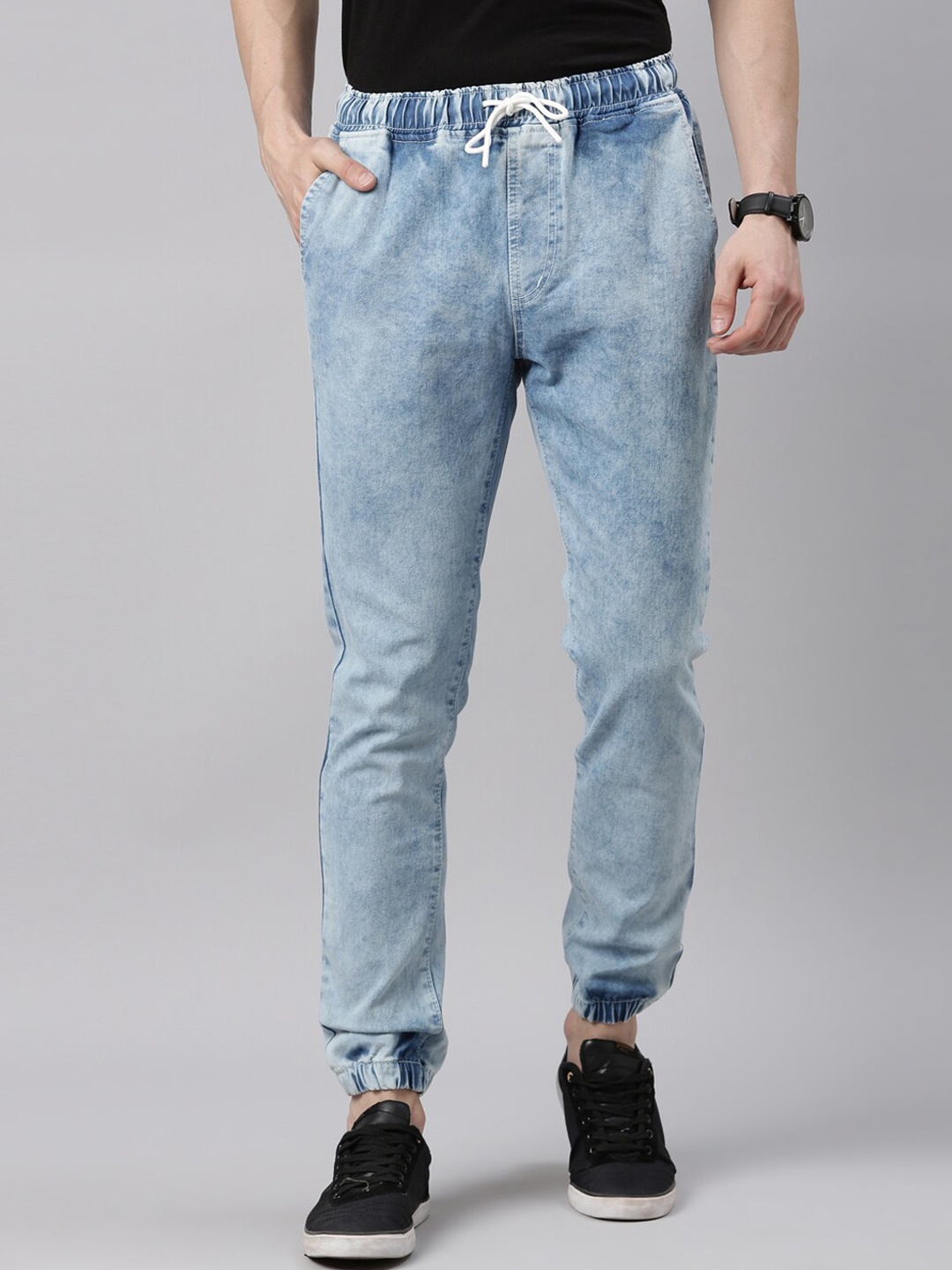

CINOCCI Men Cotton Slim Fit Heavy Fade Stretchable Jeans, Blue