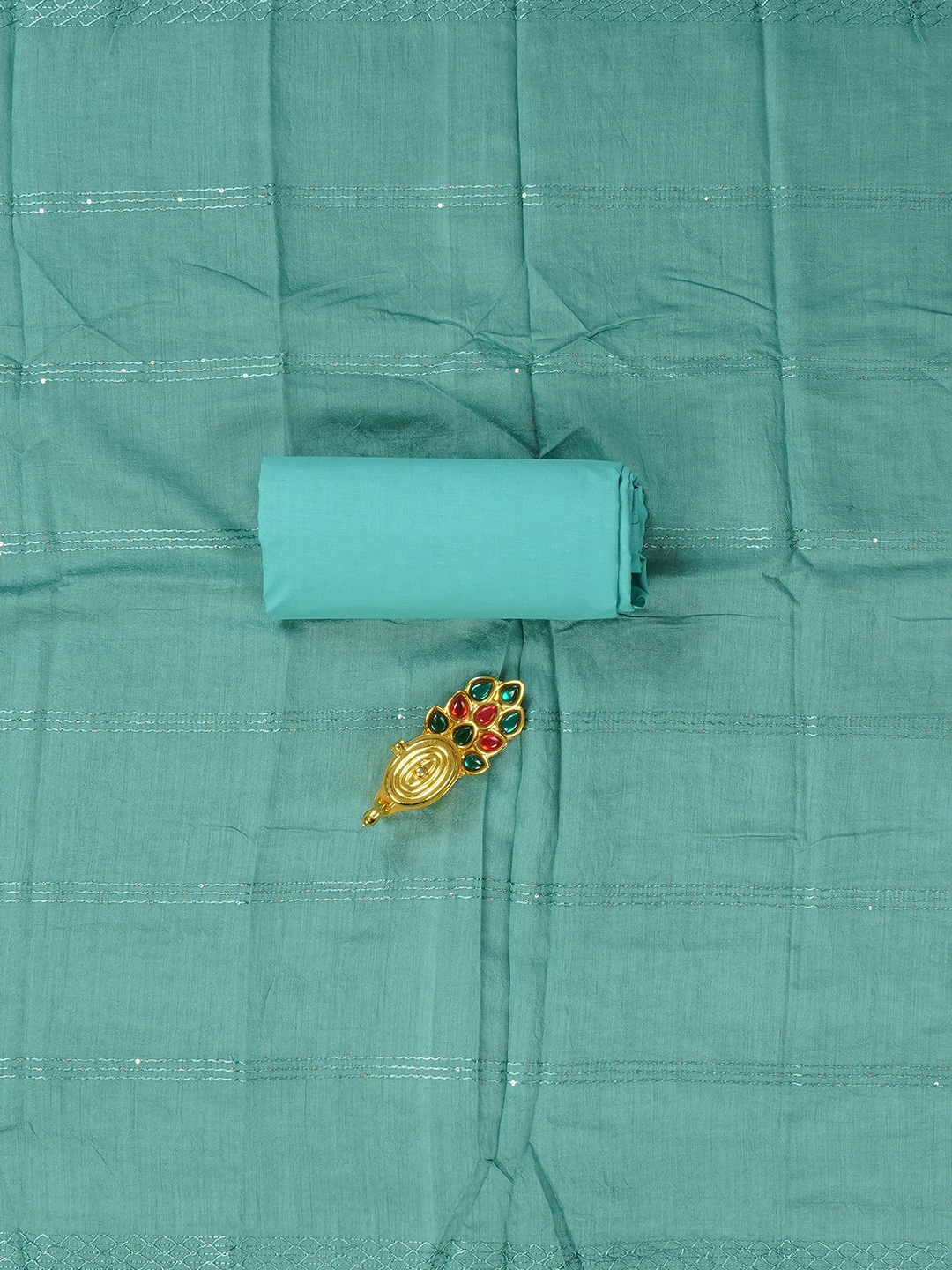 

Kalamandir Sequinned Embellished Pure Cotton Unstitched Dress Material, Sea green