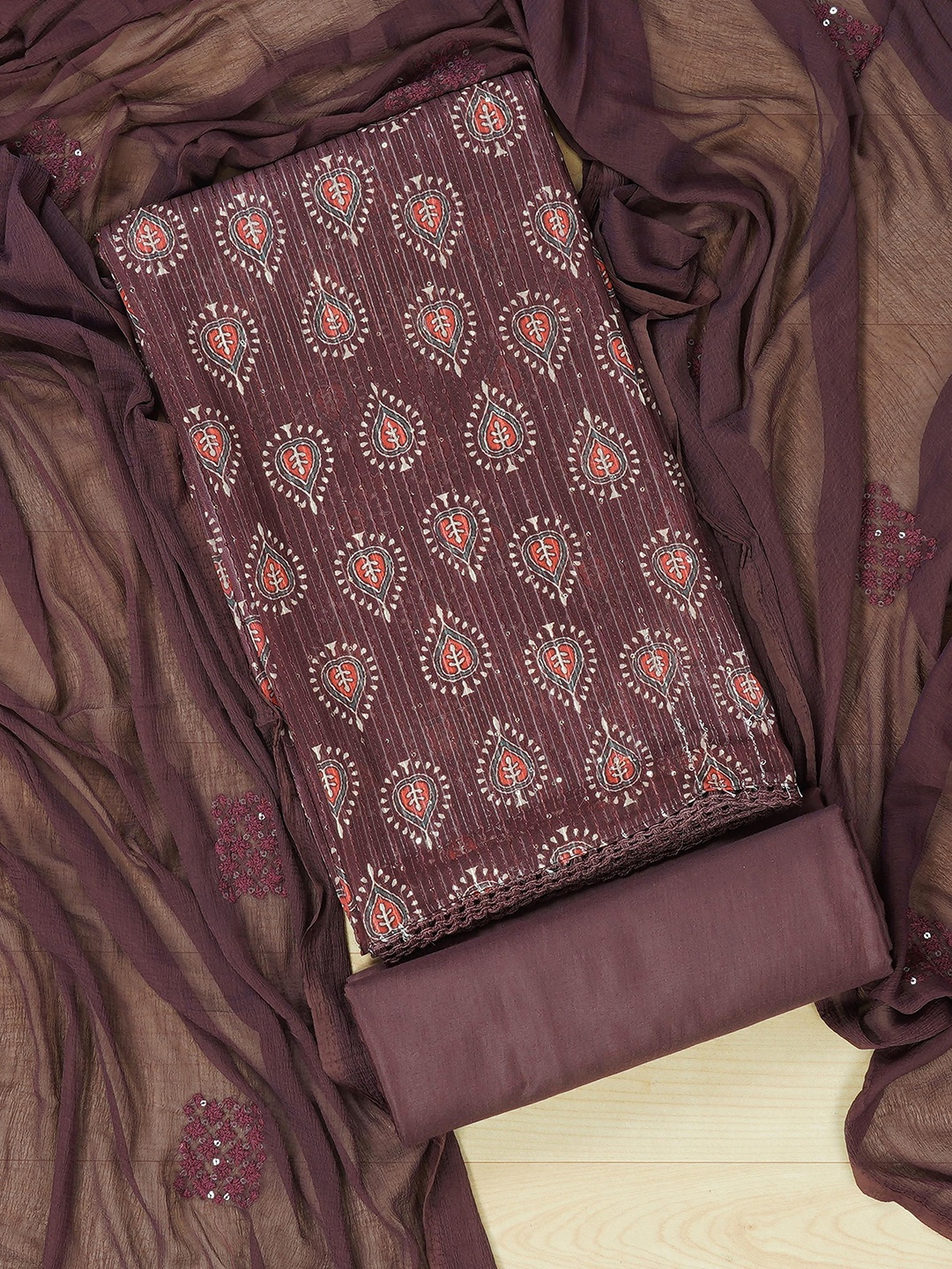 

Kalamandir Ethnic Printed Unstitched Dress Material, Purple