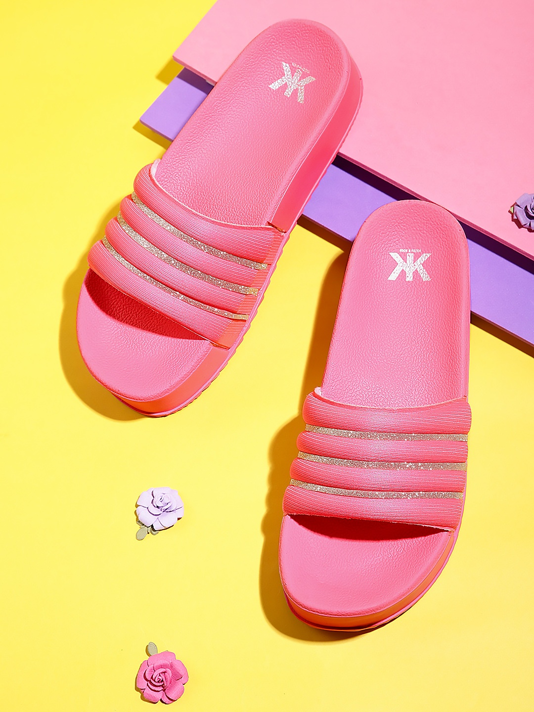 

Kook N Keech Women Shimmer Detail Flatform Heels, Fuchsia