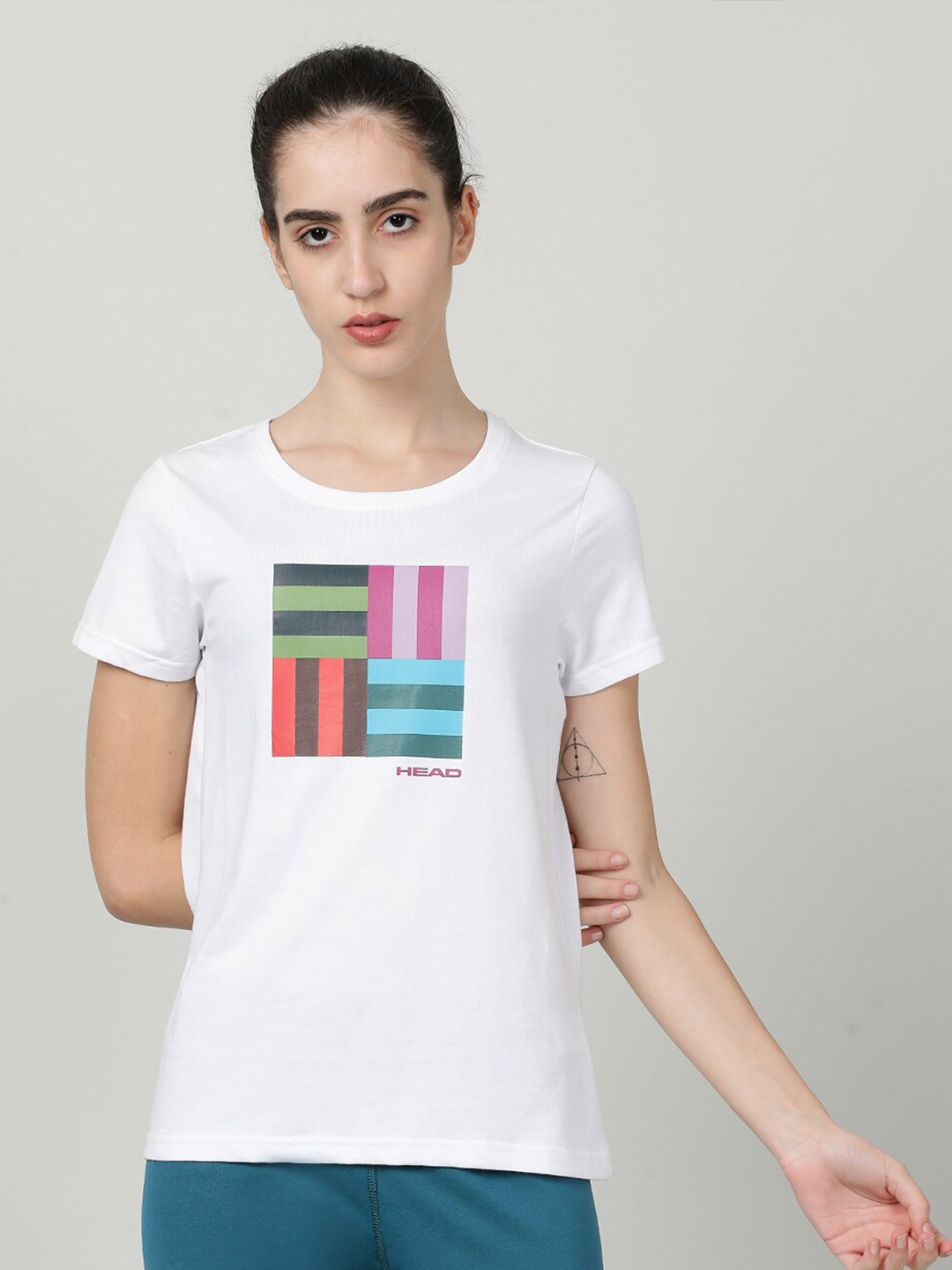 

Head Women Cotton Printed T-shirt, White