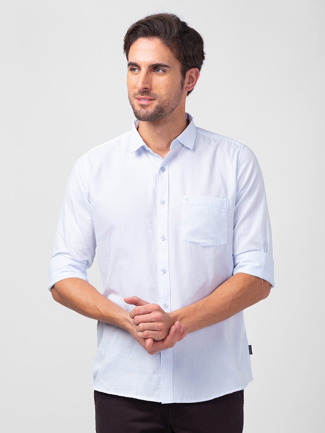 

Kenneth Cole Men Cotton Slim Fit Striped Casual Shirt, White