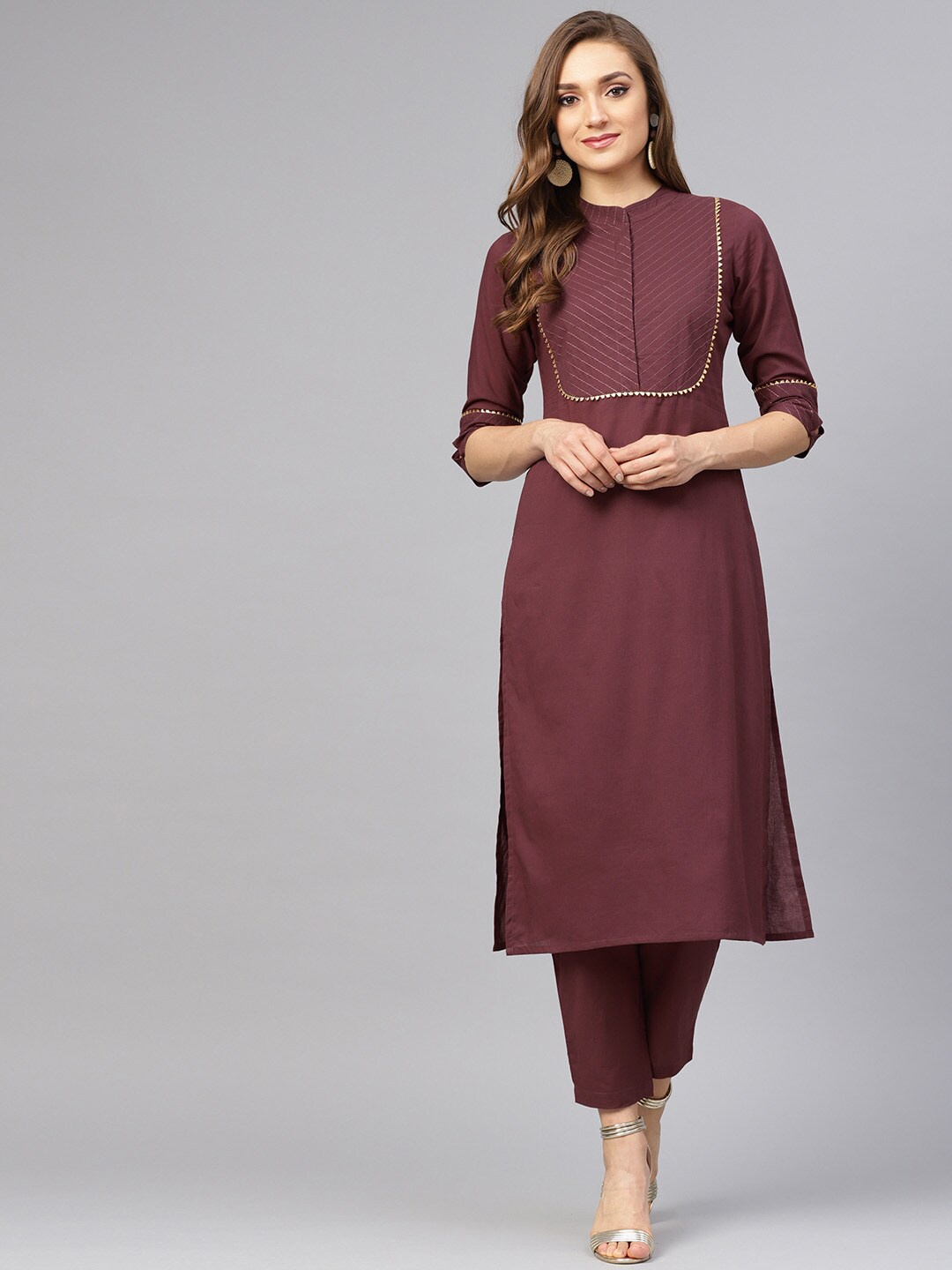 

Idalia Women Brown Yoke Design Kurta with Trousers