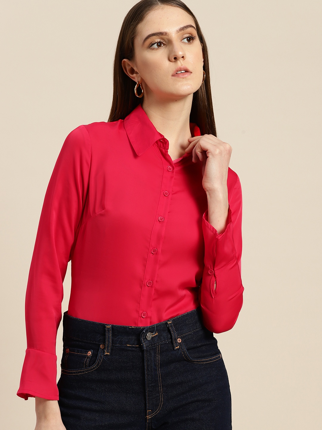 

her by invictus Satin-Finish Semiformal Shirt, Red