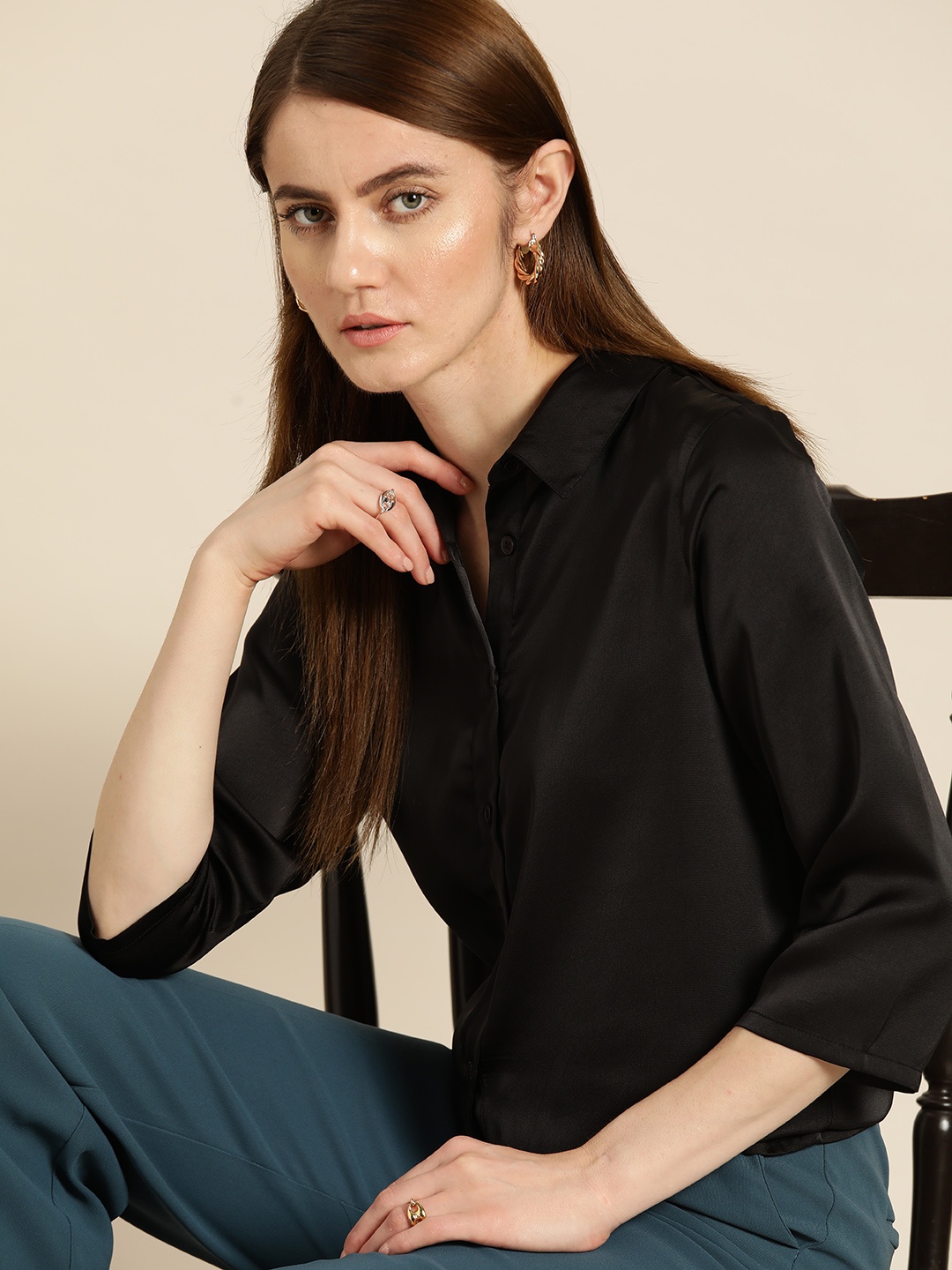 

her by invictus Smart Valentine Special Casual Shirt, Black