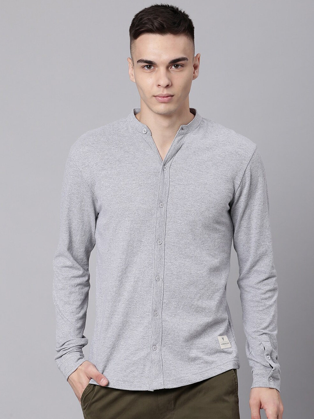 

Hubberholme Men Classic Pure Knitted Cotton Casual Shirt, Grey